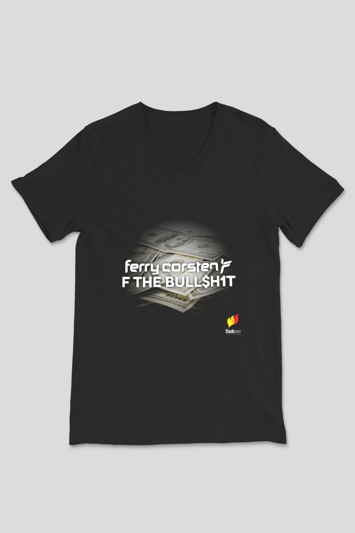 Ferry Corsten Siyah Unisex V Yaka Tişört T-Shirt