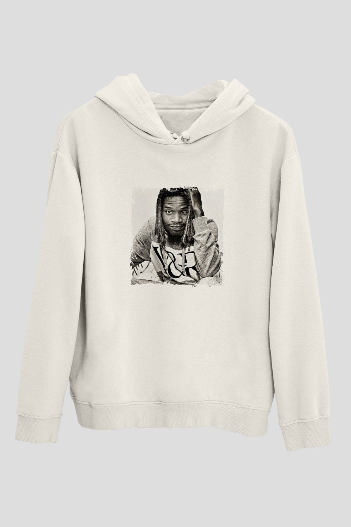 Fetty Wap Baskılı Unisex Beyaz Kapüşonlu Sweatshirt