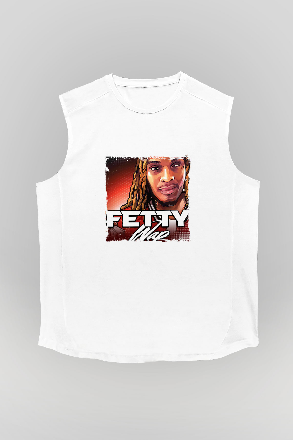 Fetty Wap Baskılı Unisex Beyaz Kolsuz Tişört