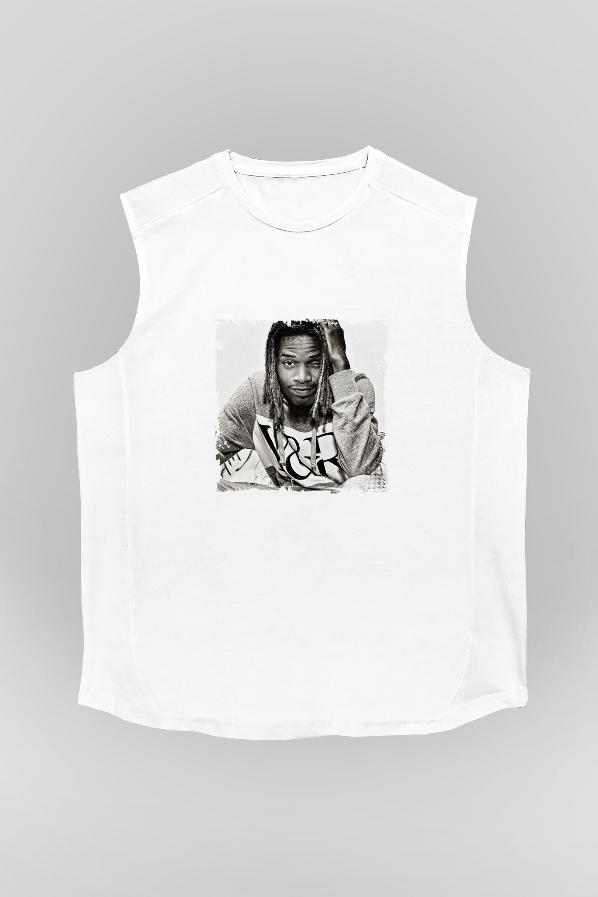 Fetty Wap Baskılı Unisex Beyaz Kolsuz Tişört