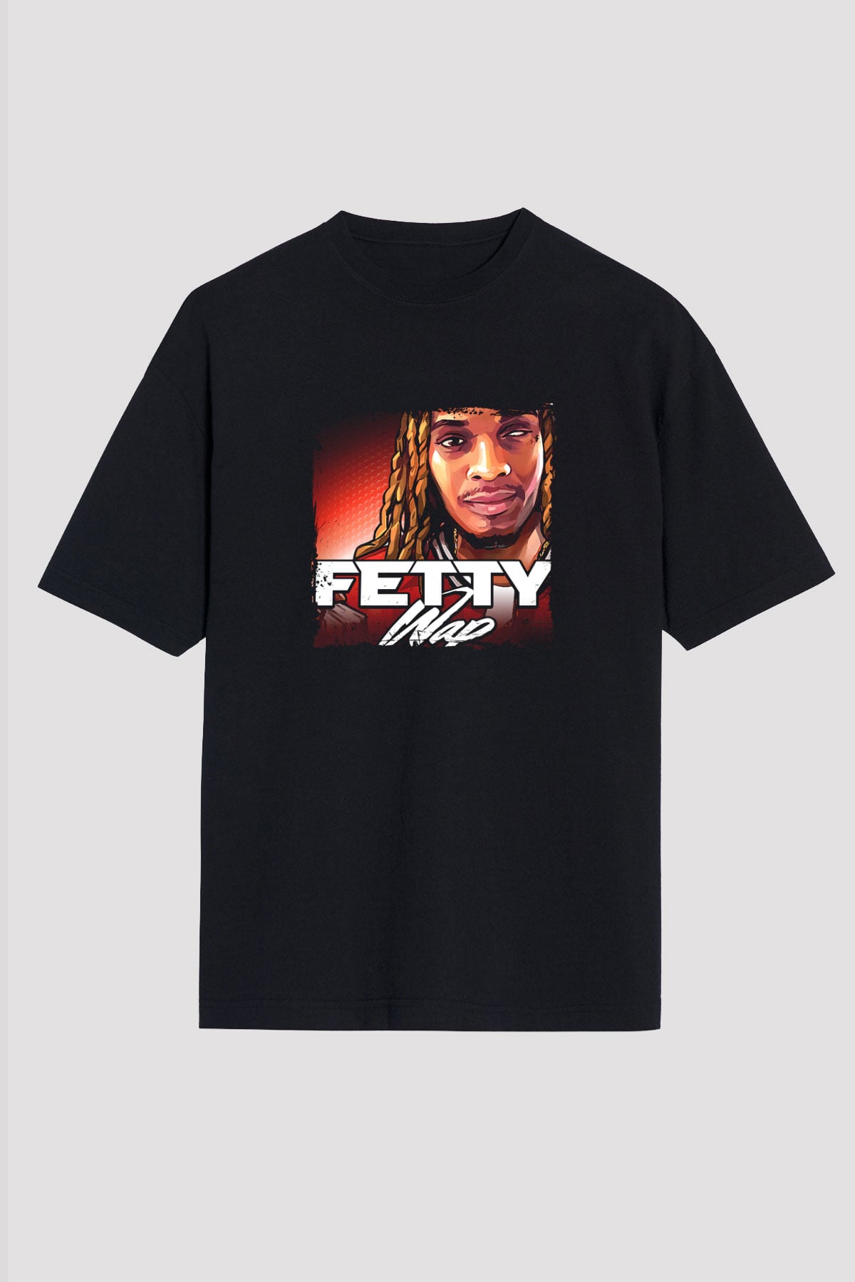 Fetty Wap Baskılı Unisex Oversize Siyah Tişört