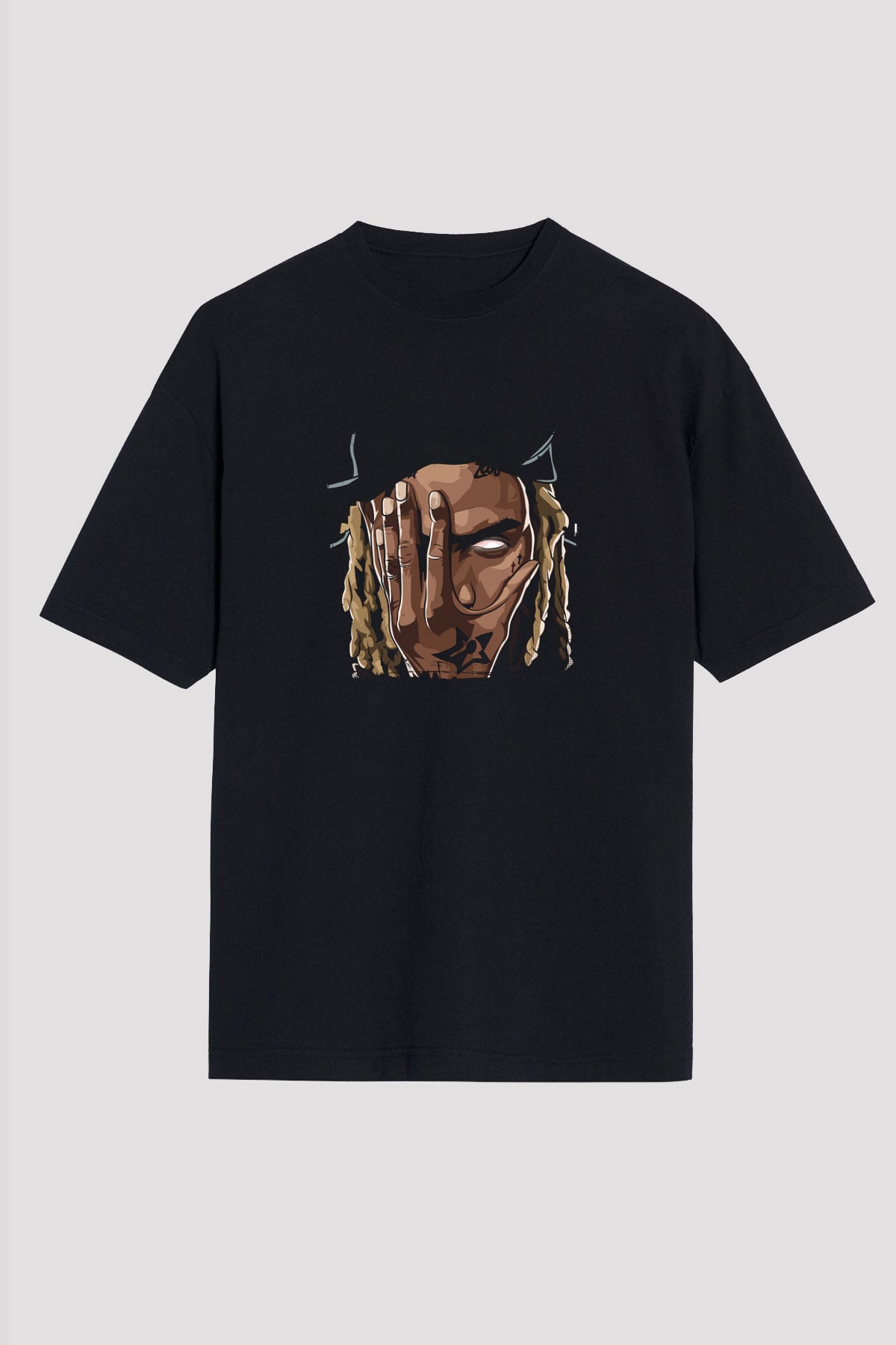 Fetty Wap Baskılı Unisex Oversize Siyah Tişört