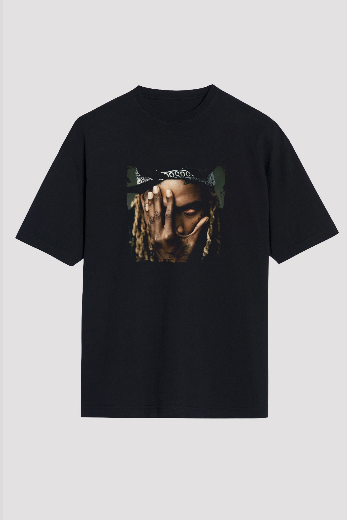 Fetty Wap Baskılı Unisex Oversize Siyah Tişört