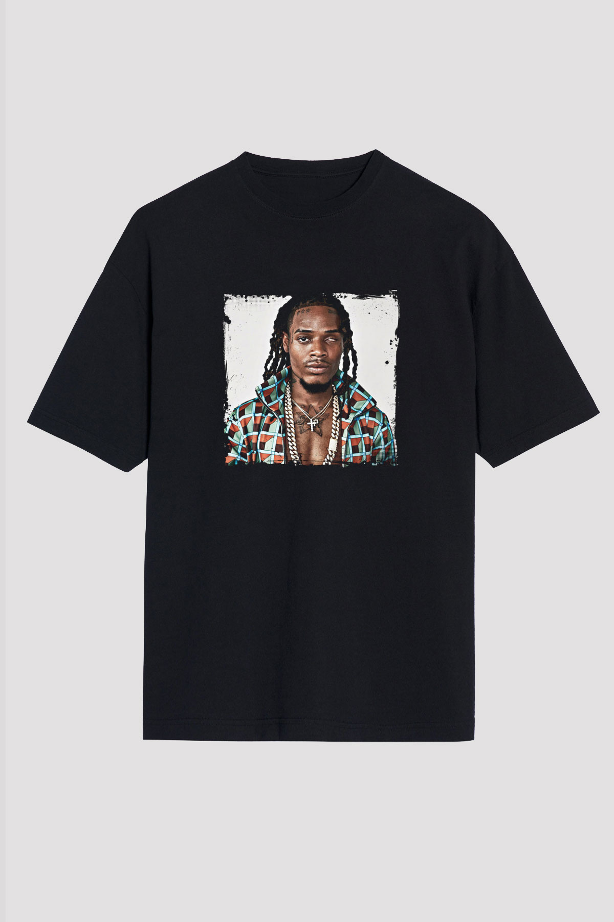 Fetty Wap Baskılı Unisex Oversize Siyah Tişört