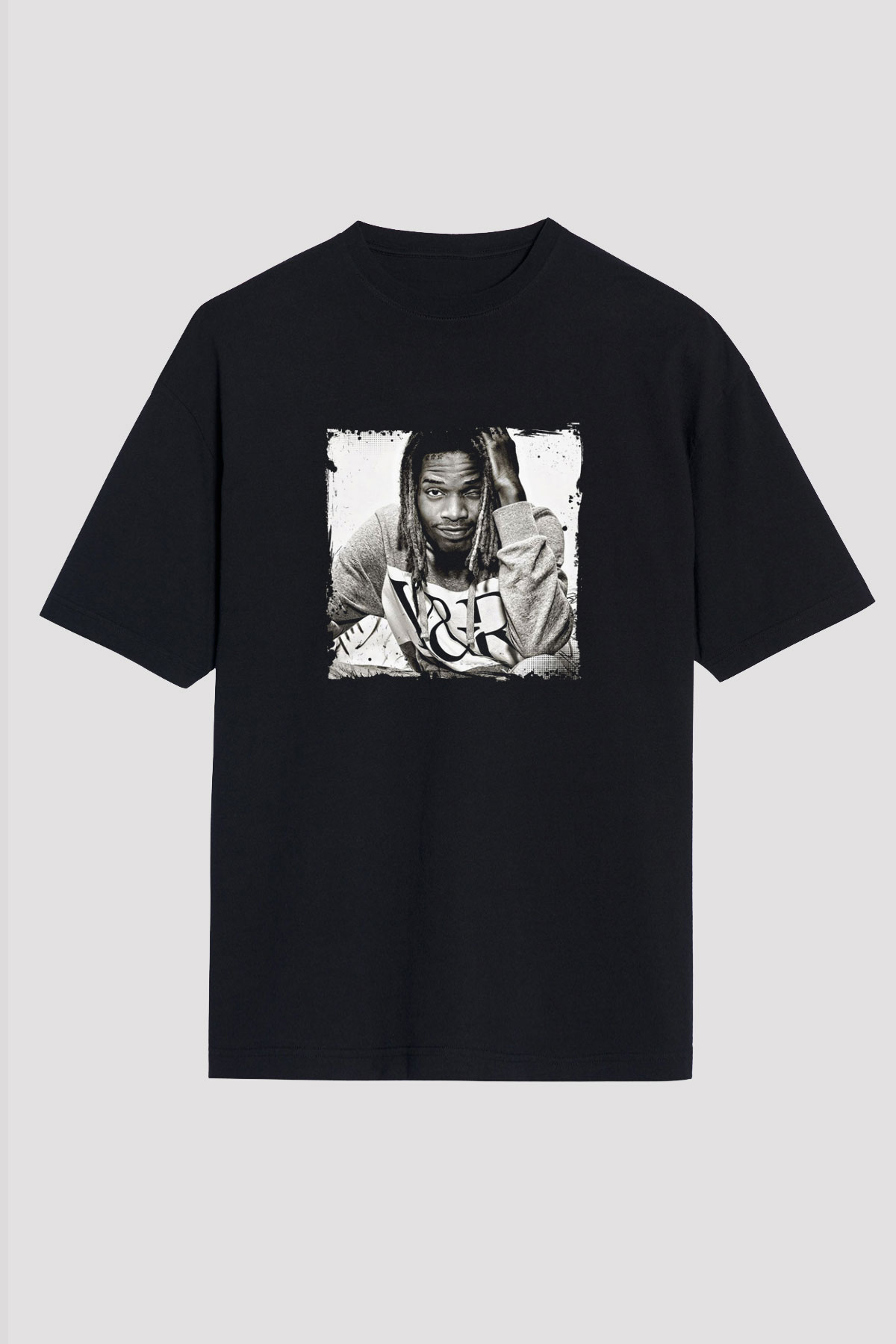 Fetty Wap Baskılı Unisex Oversize Siyah Tişört