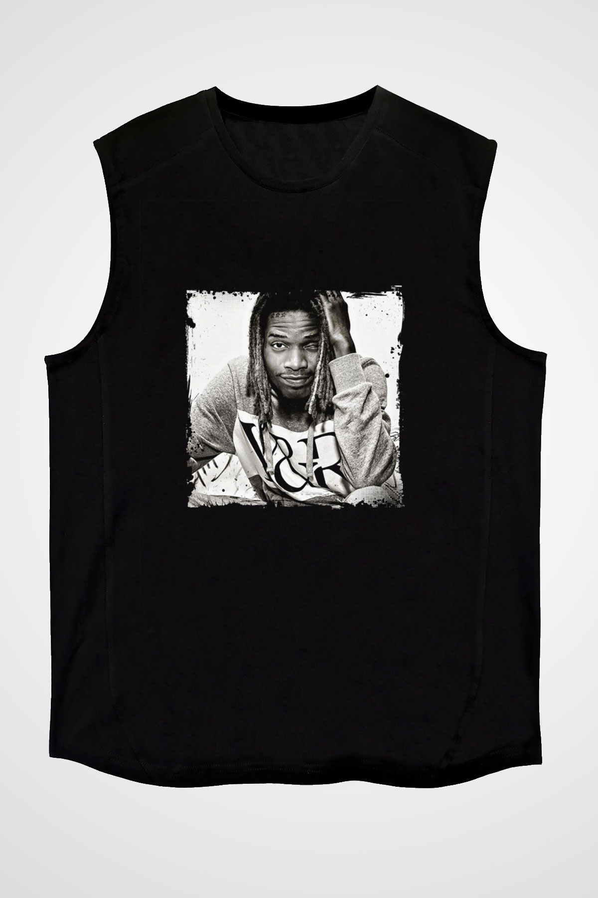 Fetty Wap Baskılı Unisex Siyah Kolsuz Tişört