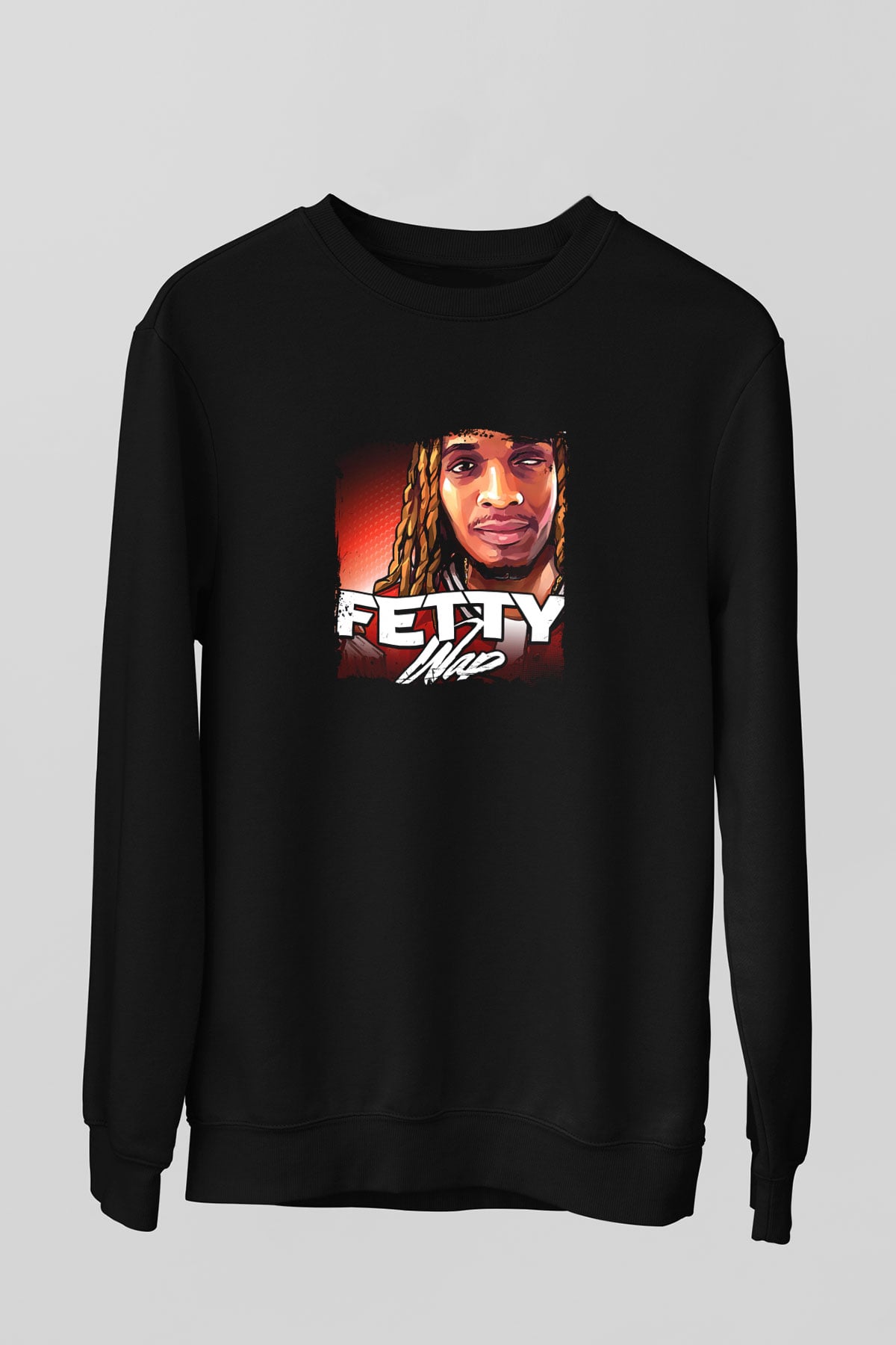 Fetty Wap Baskılı Unisex Siyah Sweatshirt
