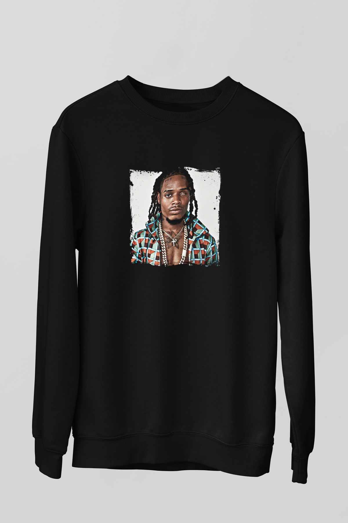 Fetty Wap Baskılı Unisex Siyah Sweatshirt