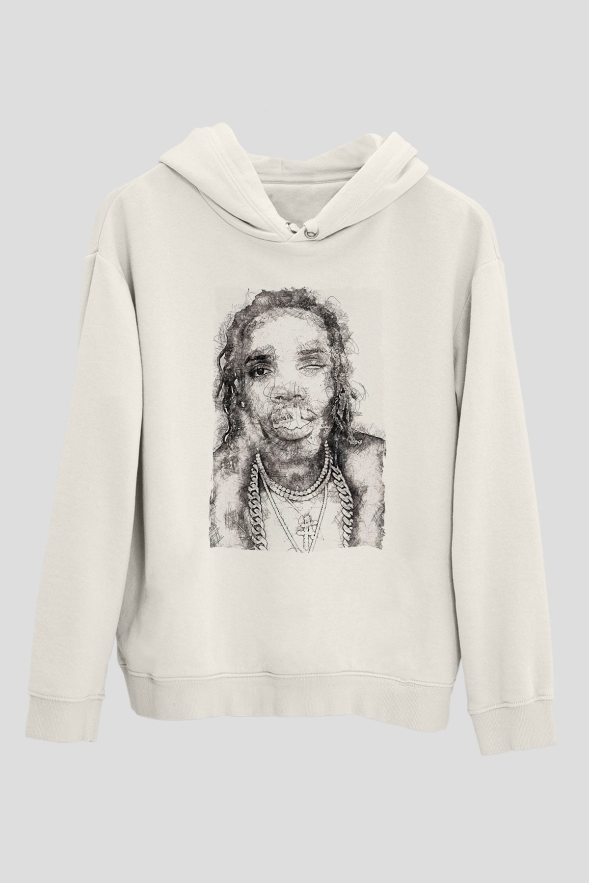 Fetty Wap Beyaz Unisex Kapüşonlu Sweatshirt