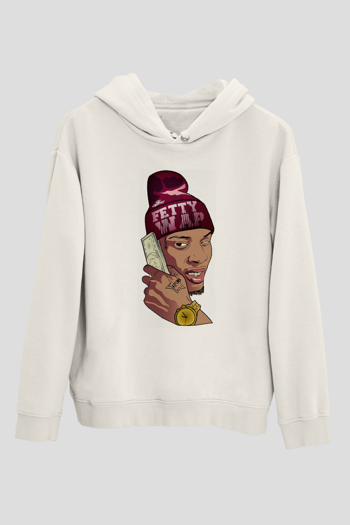 Fetty Wap Beyaz Unisex Kapüşonlu Sweatshirt