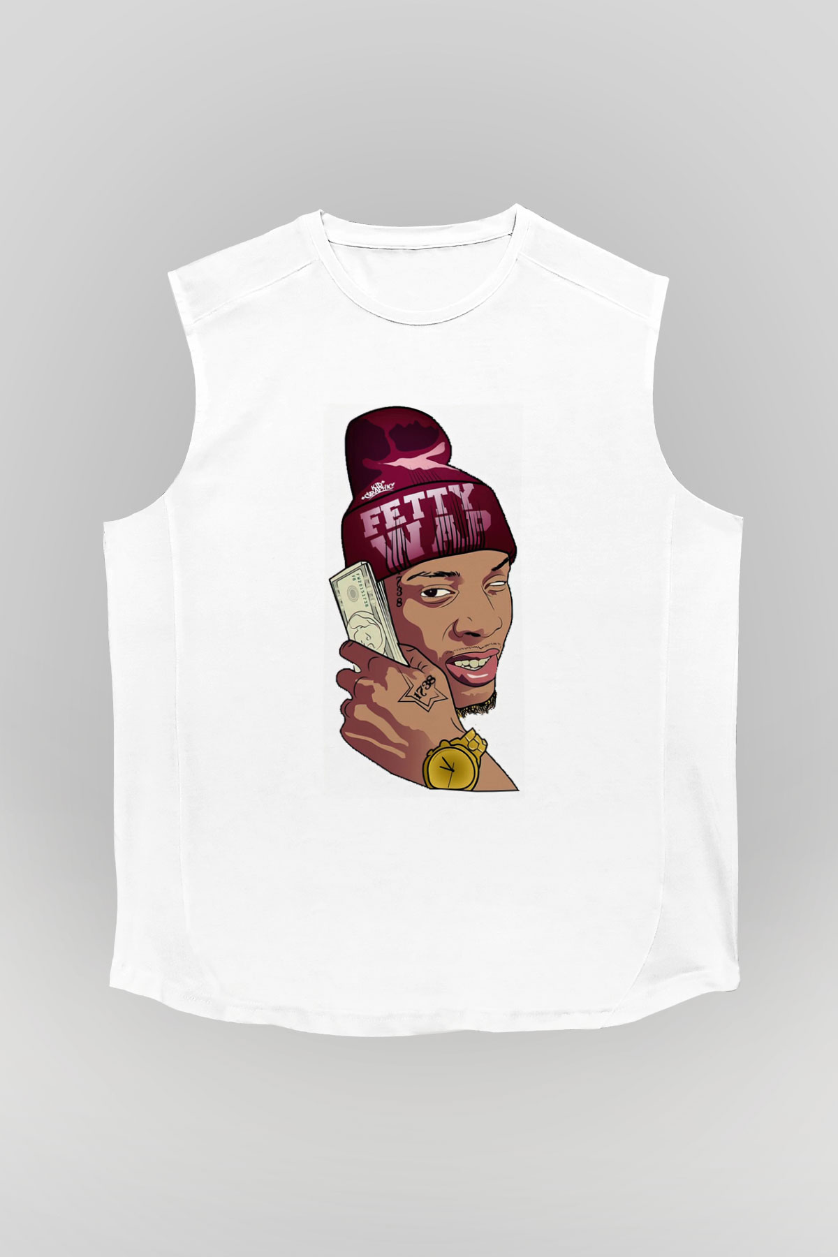 Fetty Wap Beyaz Unisex Kolsuz Tişört