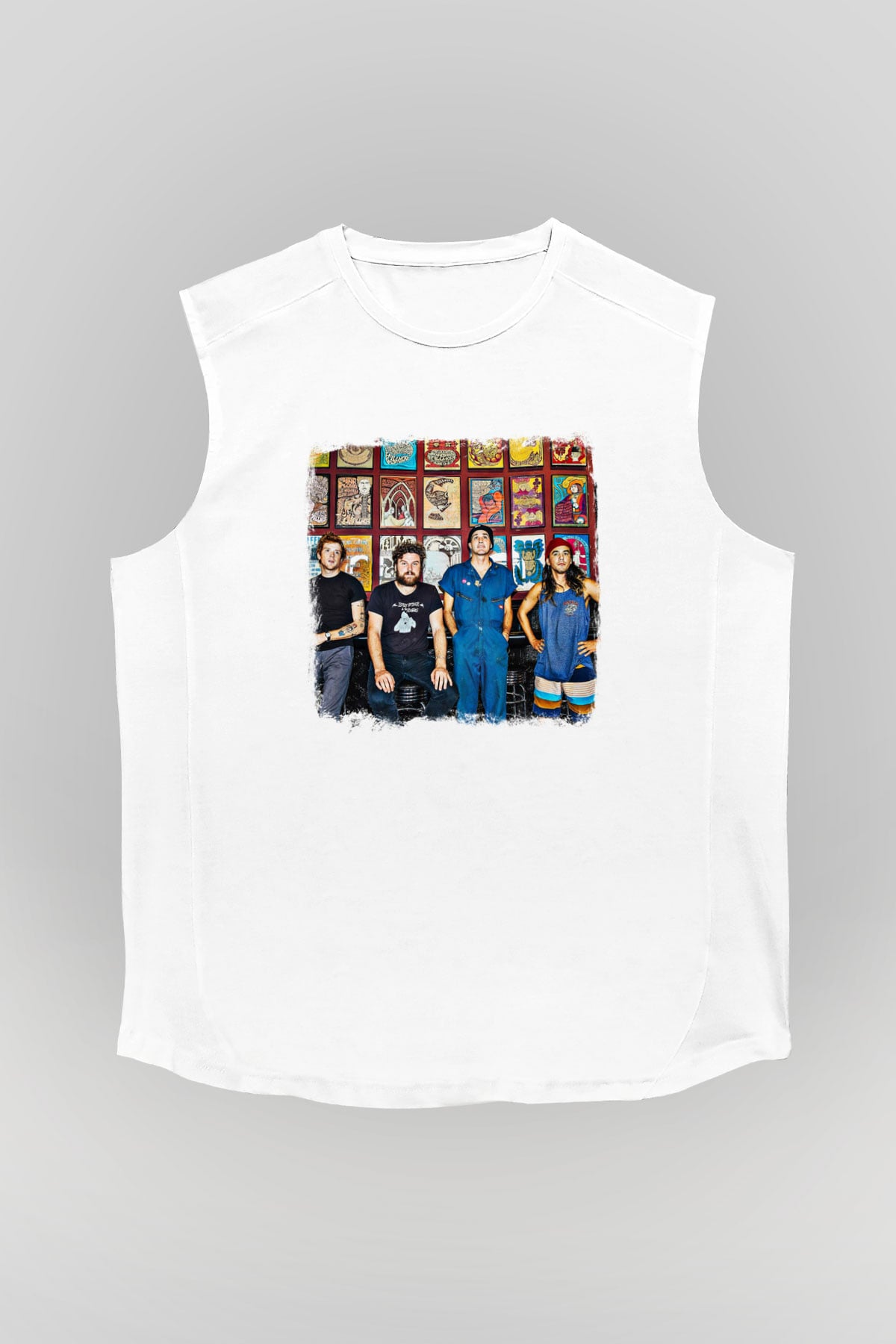 Fidlar Baskılı Unisex Beyaz Kolsuz Tişört