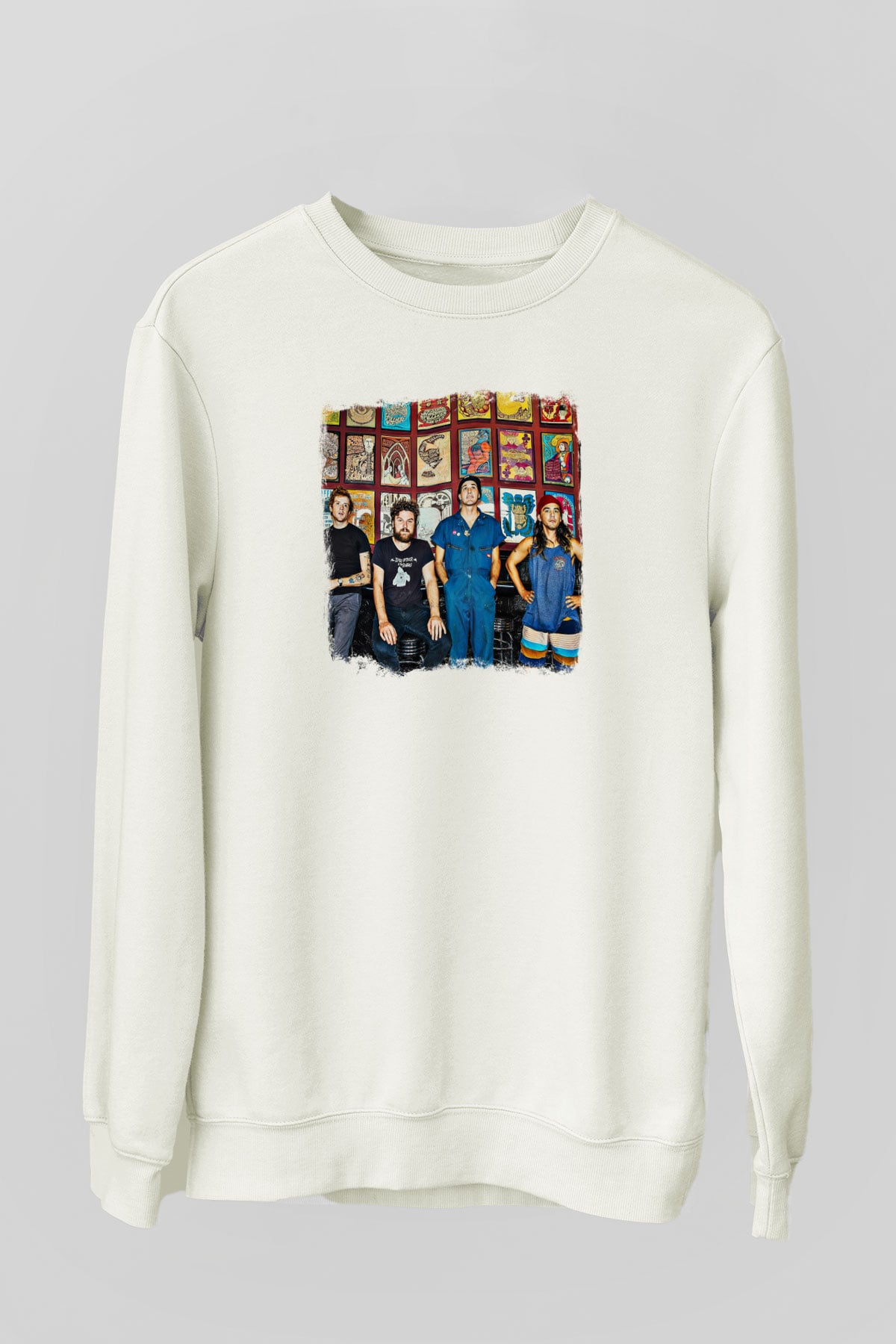 Fidlar Baskılı Unisex Beyaz Sweatshirt