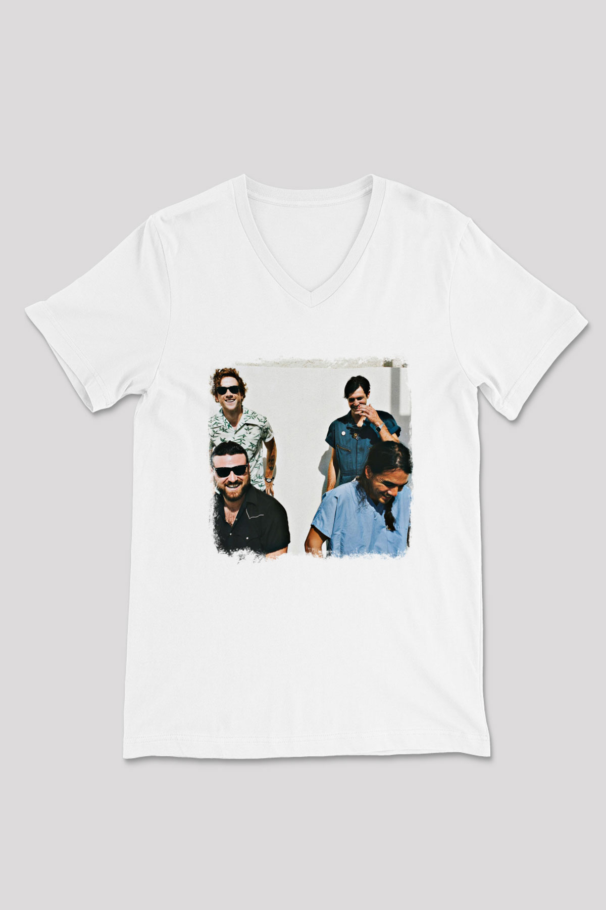 Fidlar Baskılı Unisex Beyaz V Yaka Tişört
