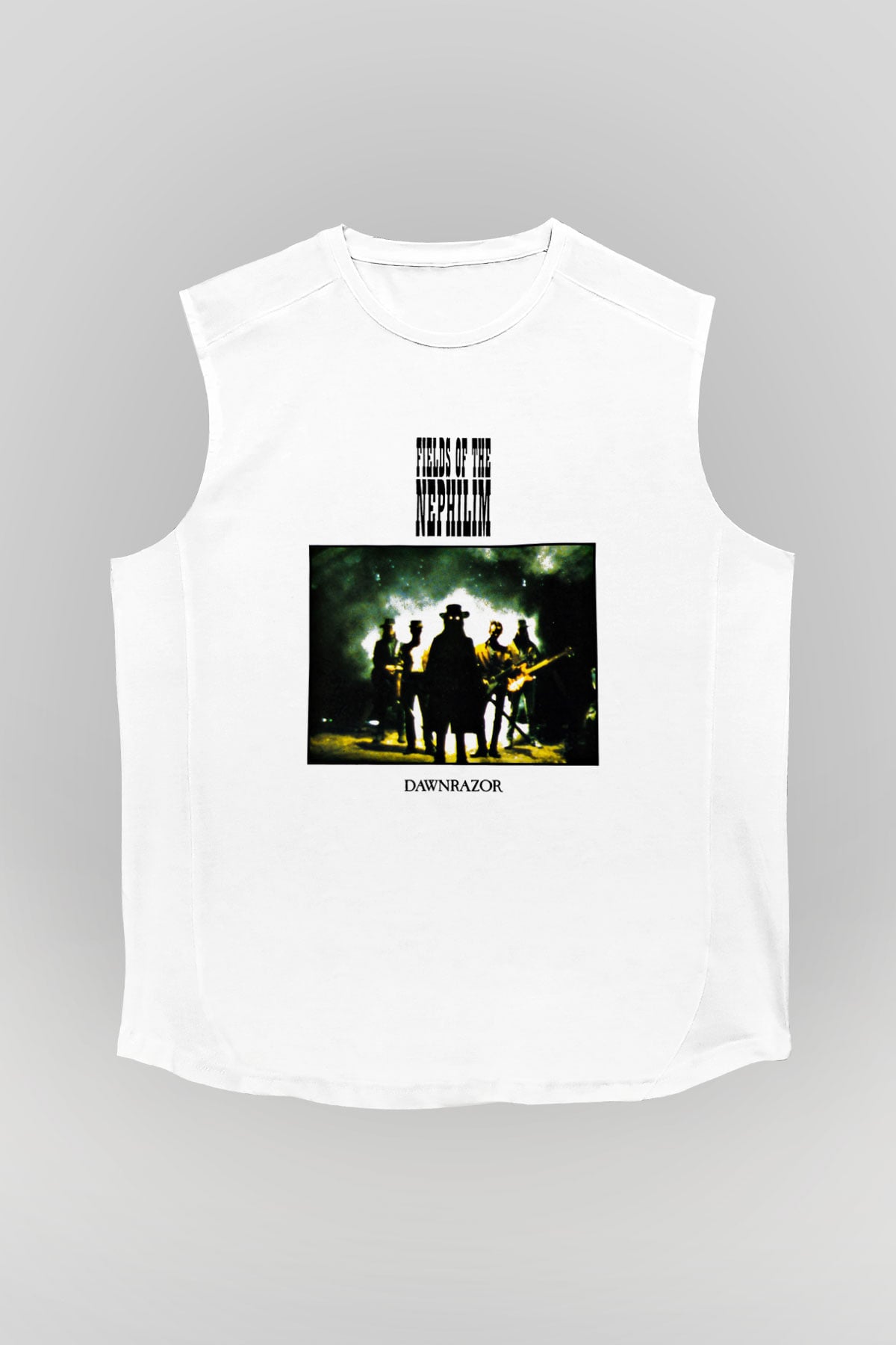 Fields of the Nephilim Baskılı Unisex Beyaz Kolsuz Tişört