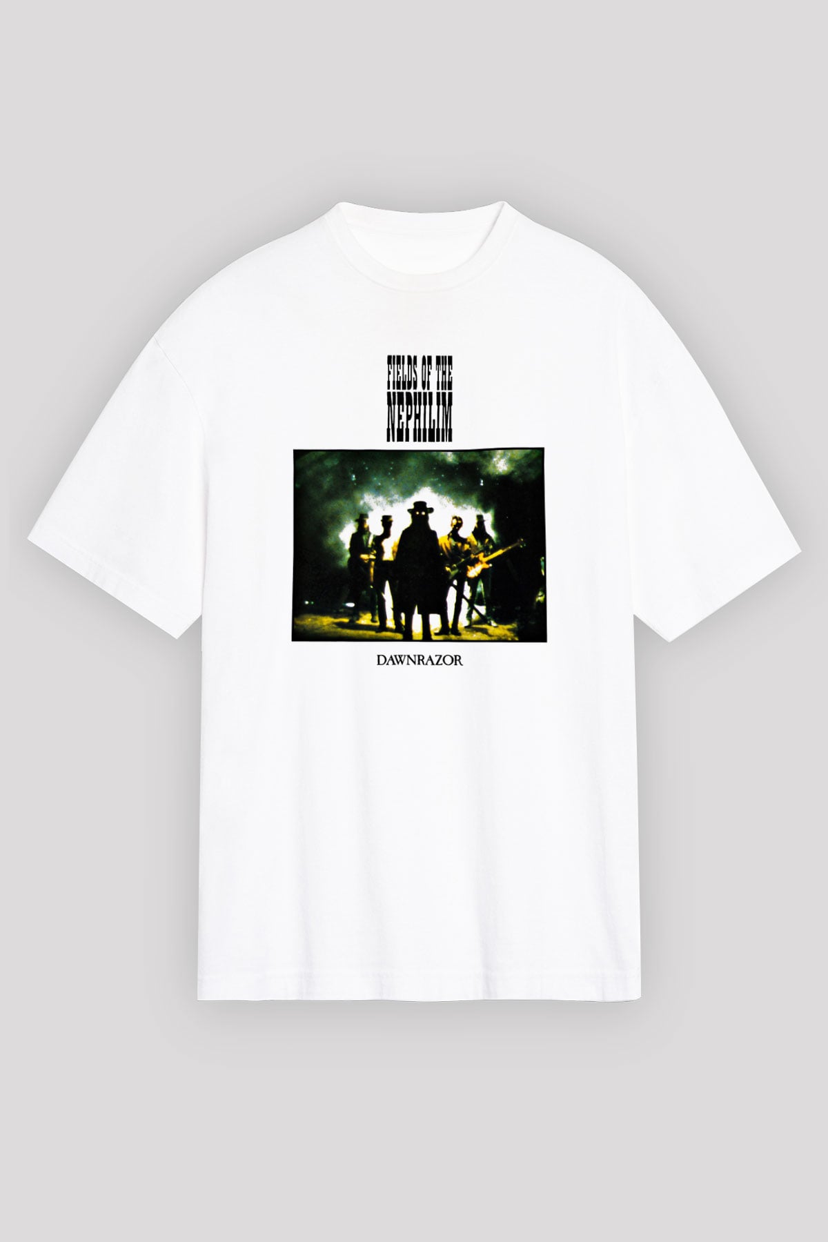 Fields of the Nephilim Baskılı Unisex Beyaz Oversize Tişört
