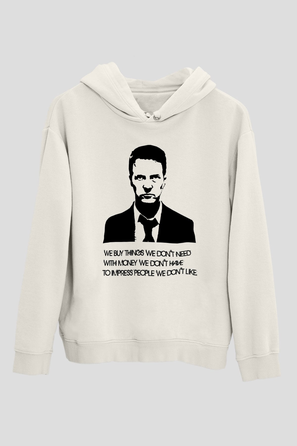 Fight Club Dövüş Klubü Beyaz Unisex Kapşonlu Sweatshirt