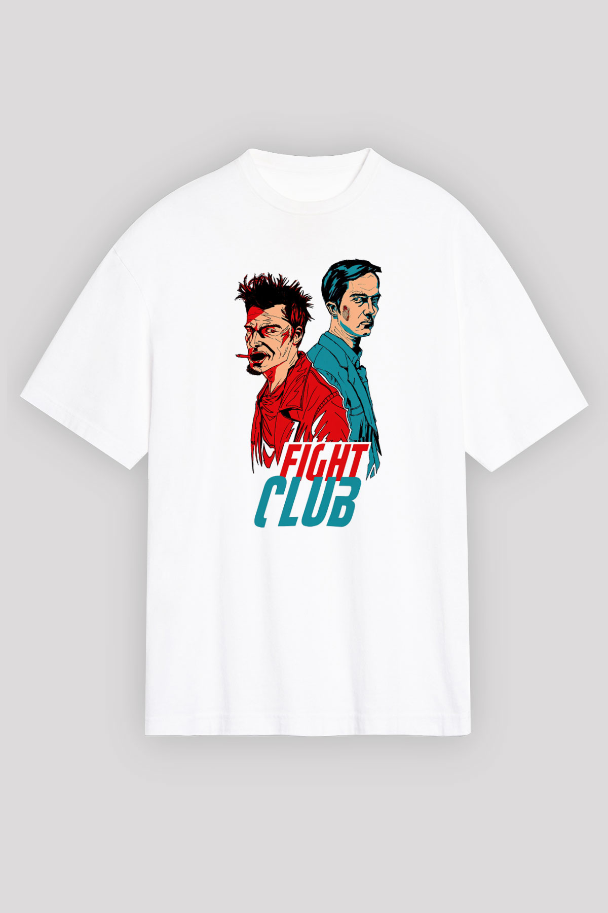Fight Club Dövüş Klubü Beyaz Unisex Oversize Tişört