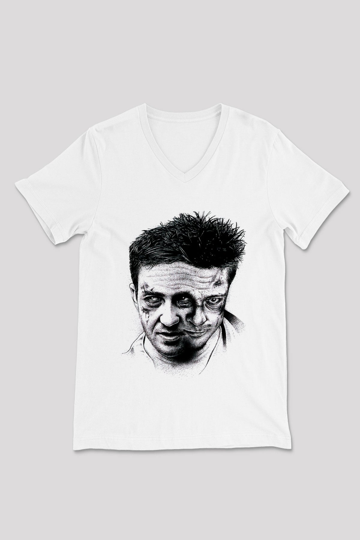 Fight Club Dövüş Klubü Beyaz Unisex V Yaka Tişört