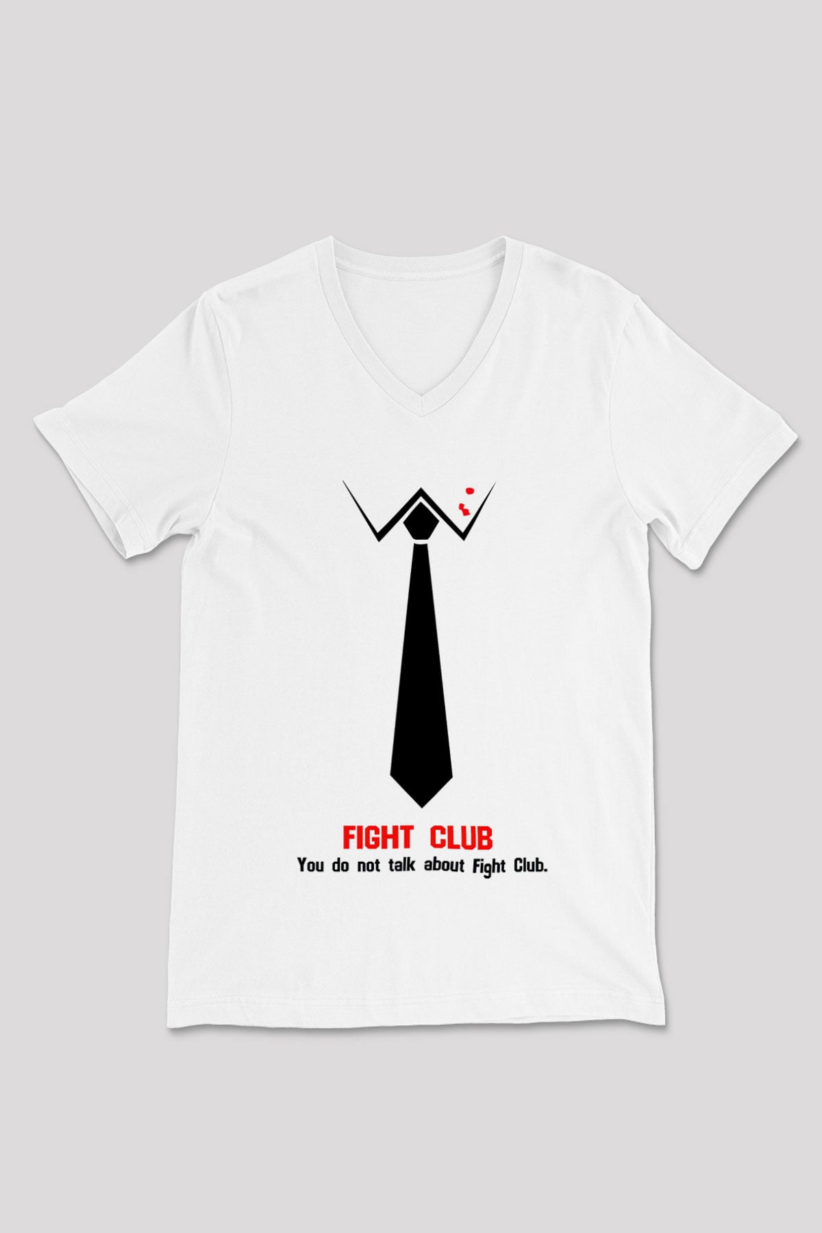 Fight Club Dövüş Klubü Beyaz Unisex V Yaka Tişört