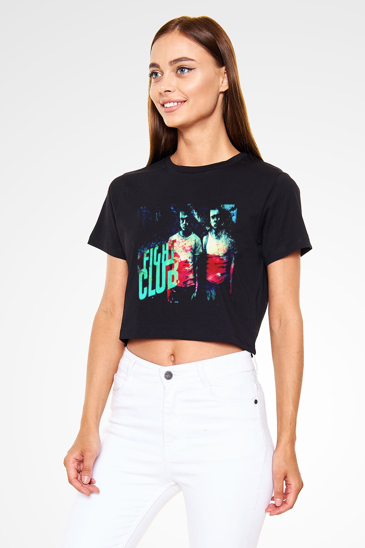 Fight Club Dövüş Klubü Siyah Crop Top Tişört