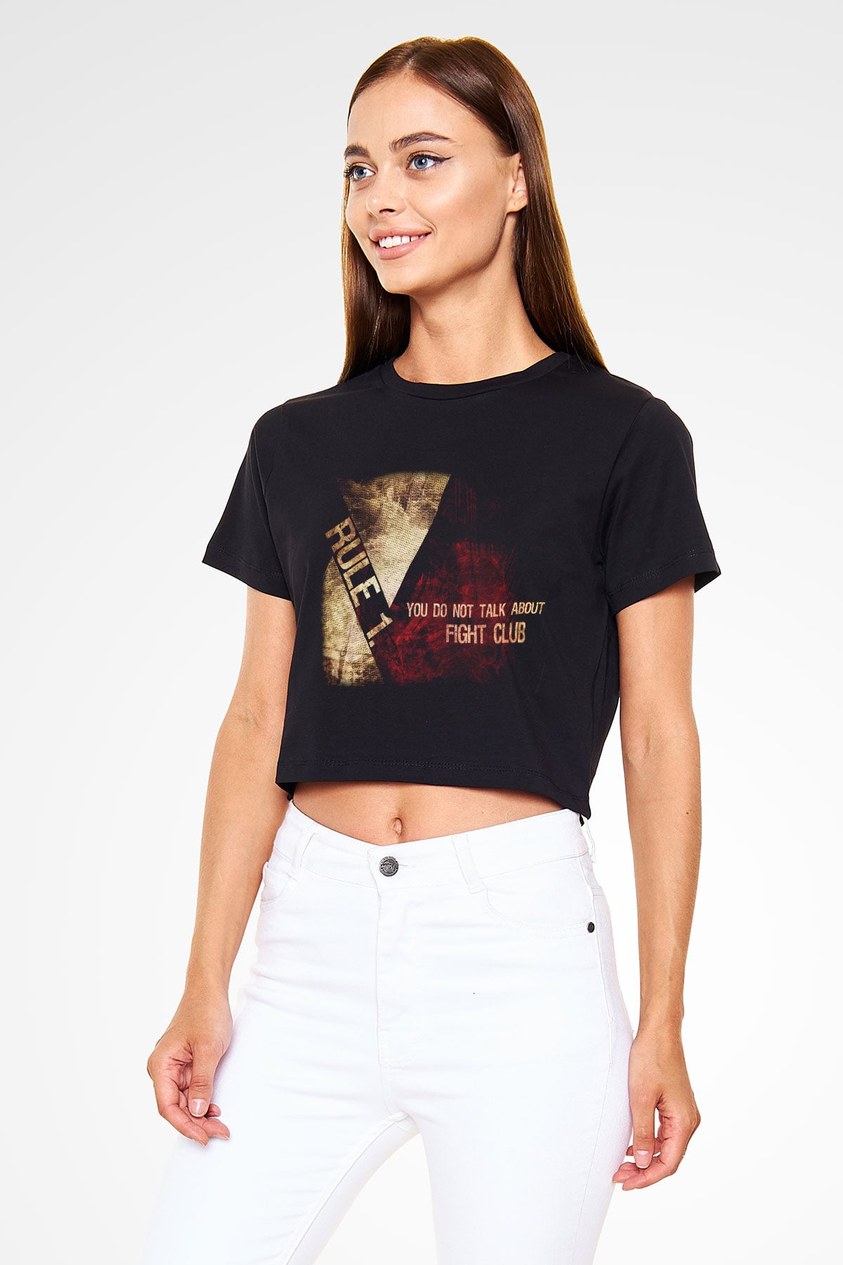 Fight Club Dövüş Klubü Siyah Crop Top Tişört
