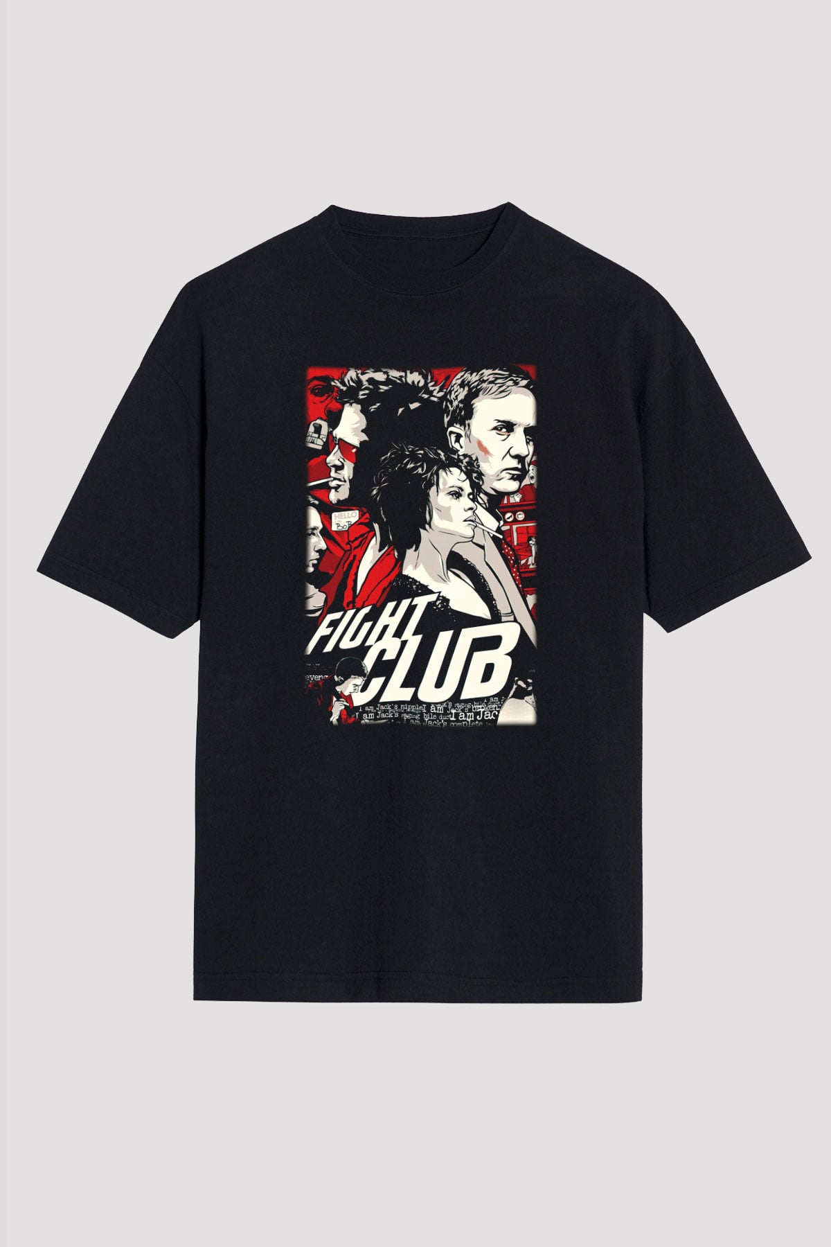 Fight Club Dövüş Klubü Siyah Unisex Oversize Tişört