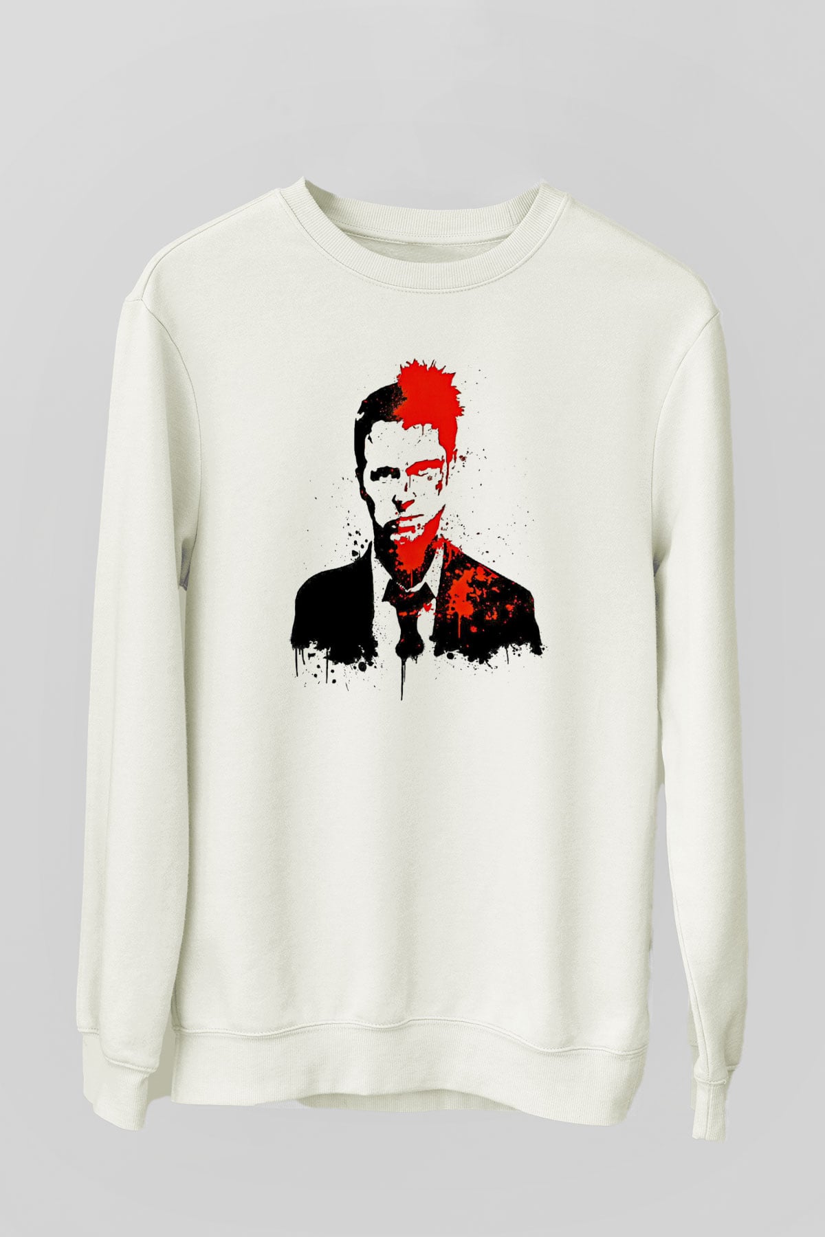 Fight Club (Tyler Durden) Baskılı Beyaz Unisex Sweatshirt
