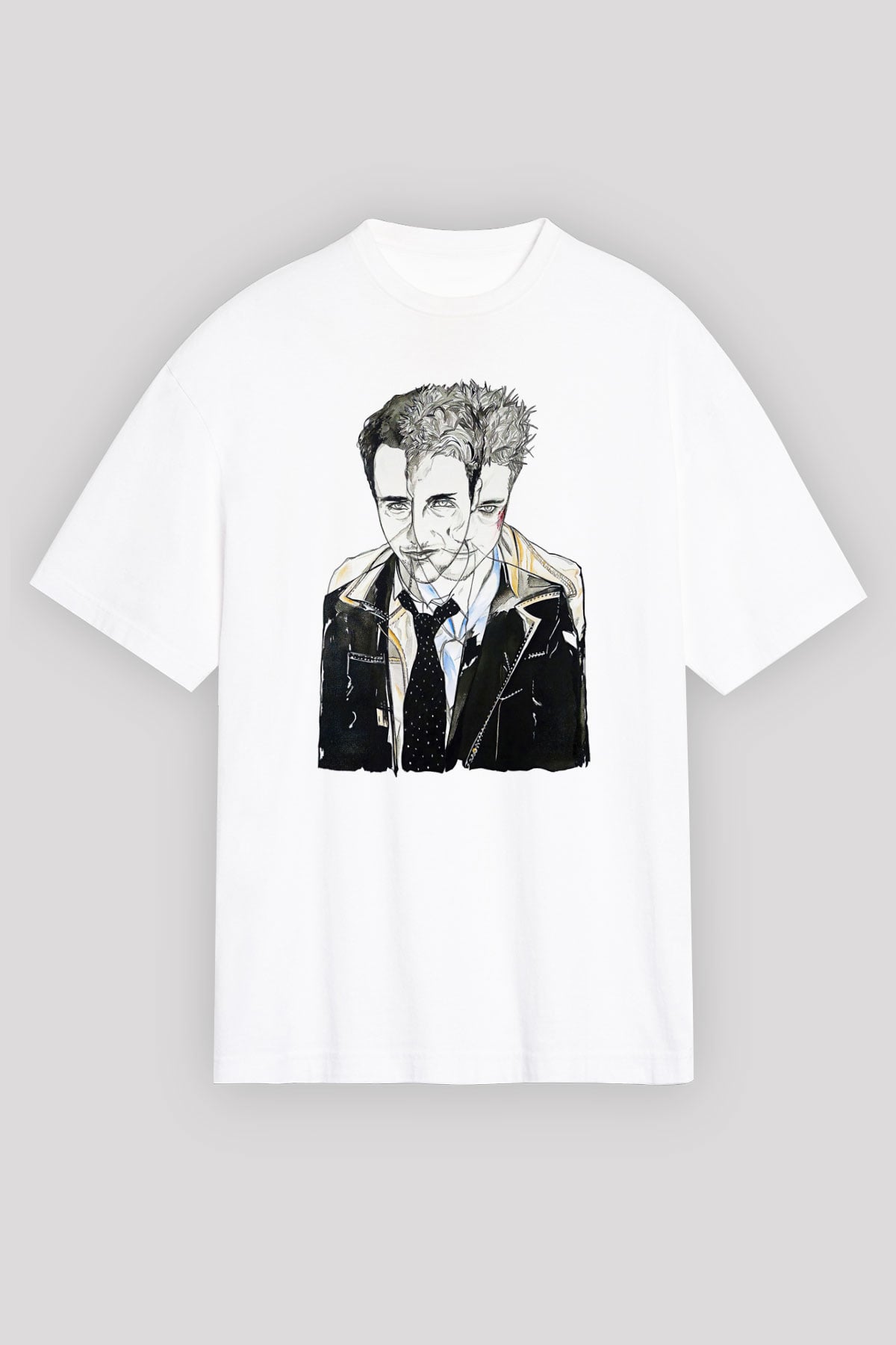 Fight Club (Tyler Durden) Baskılı Beyaz Unisex Oversize Tişört - Tshirt