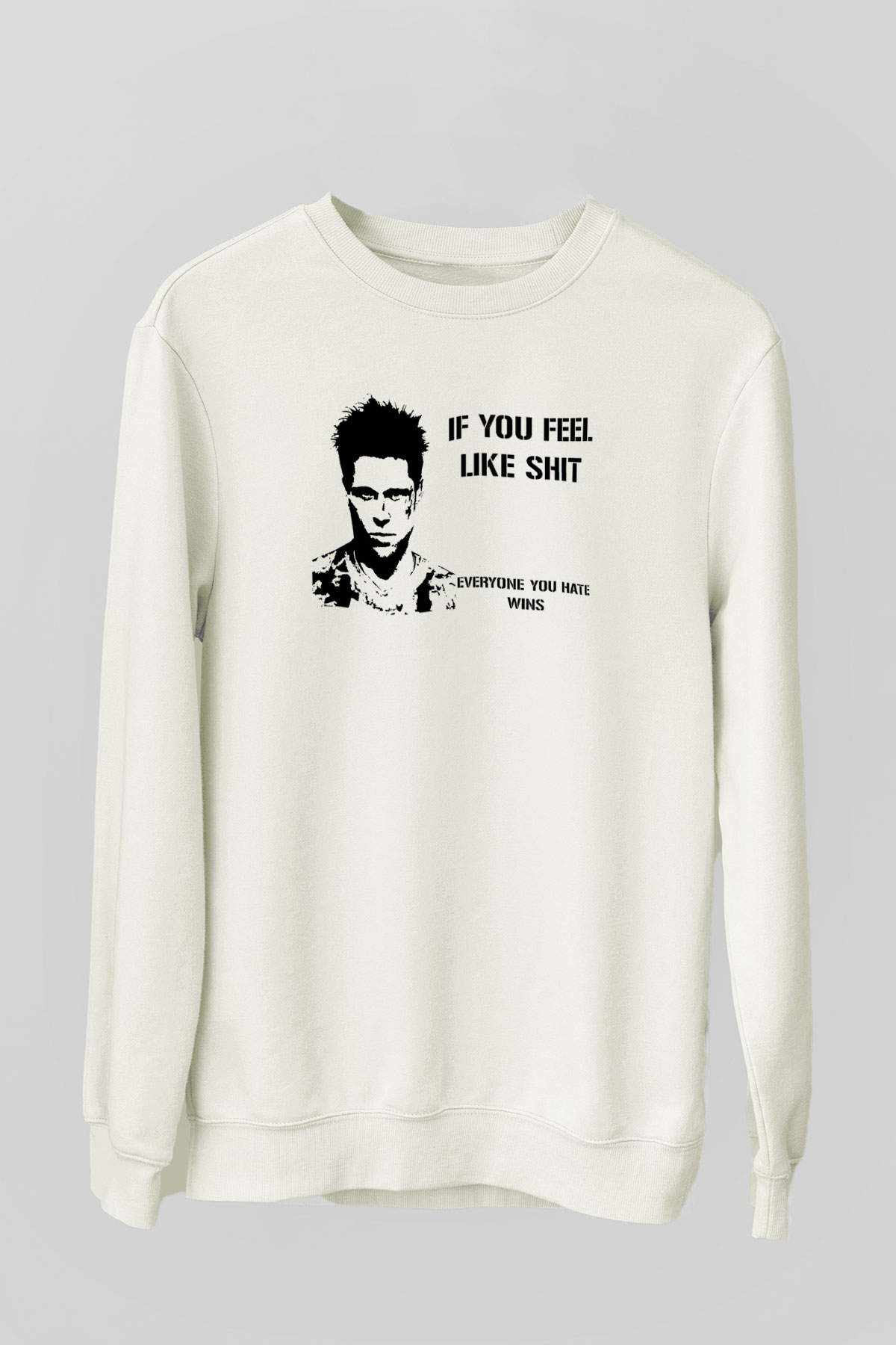 Fight Club (Tyler Durden) Baskılı Beyaz Unisex Sweatshirt