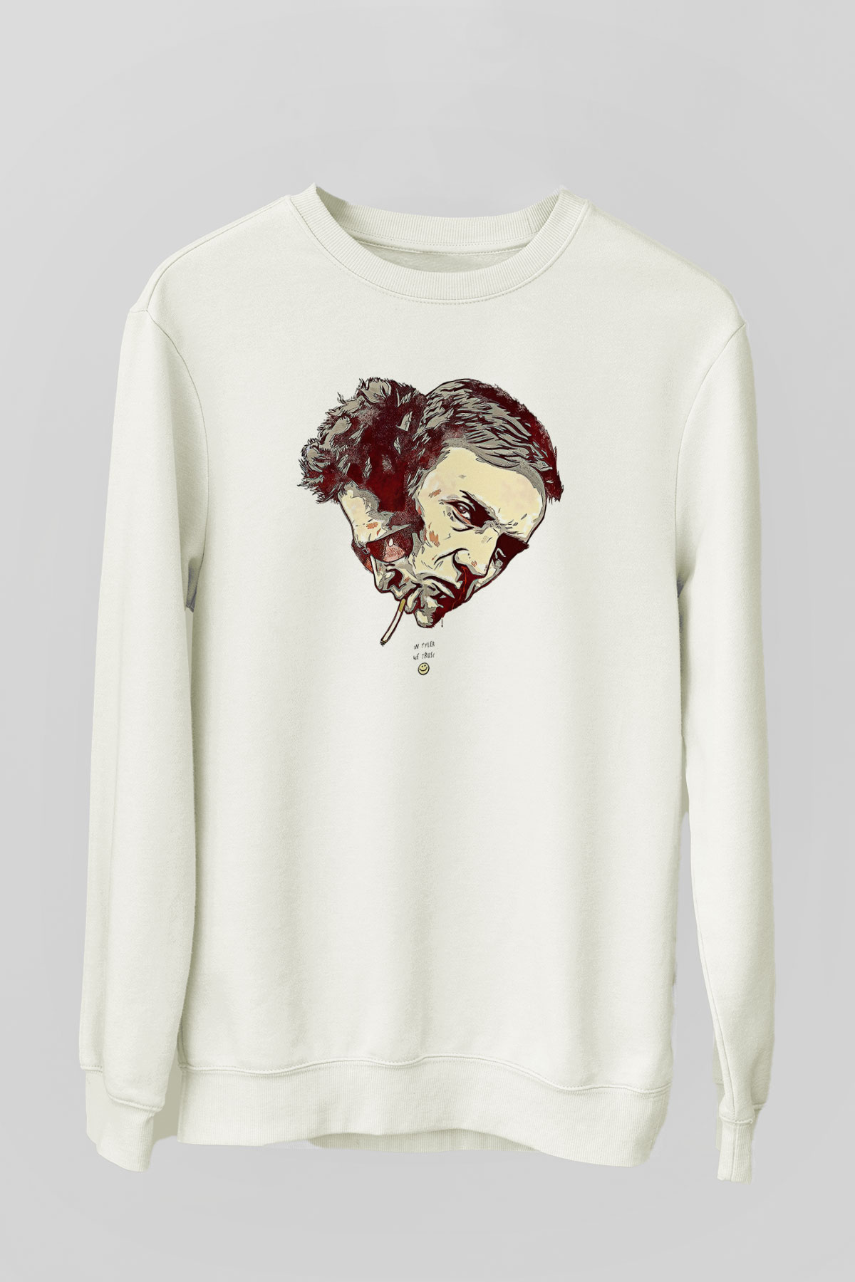 Fight Club (Tyler Durden) Baskılı Beyaz Unisex Sweatshirt