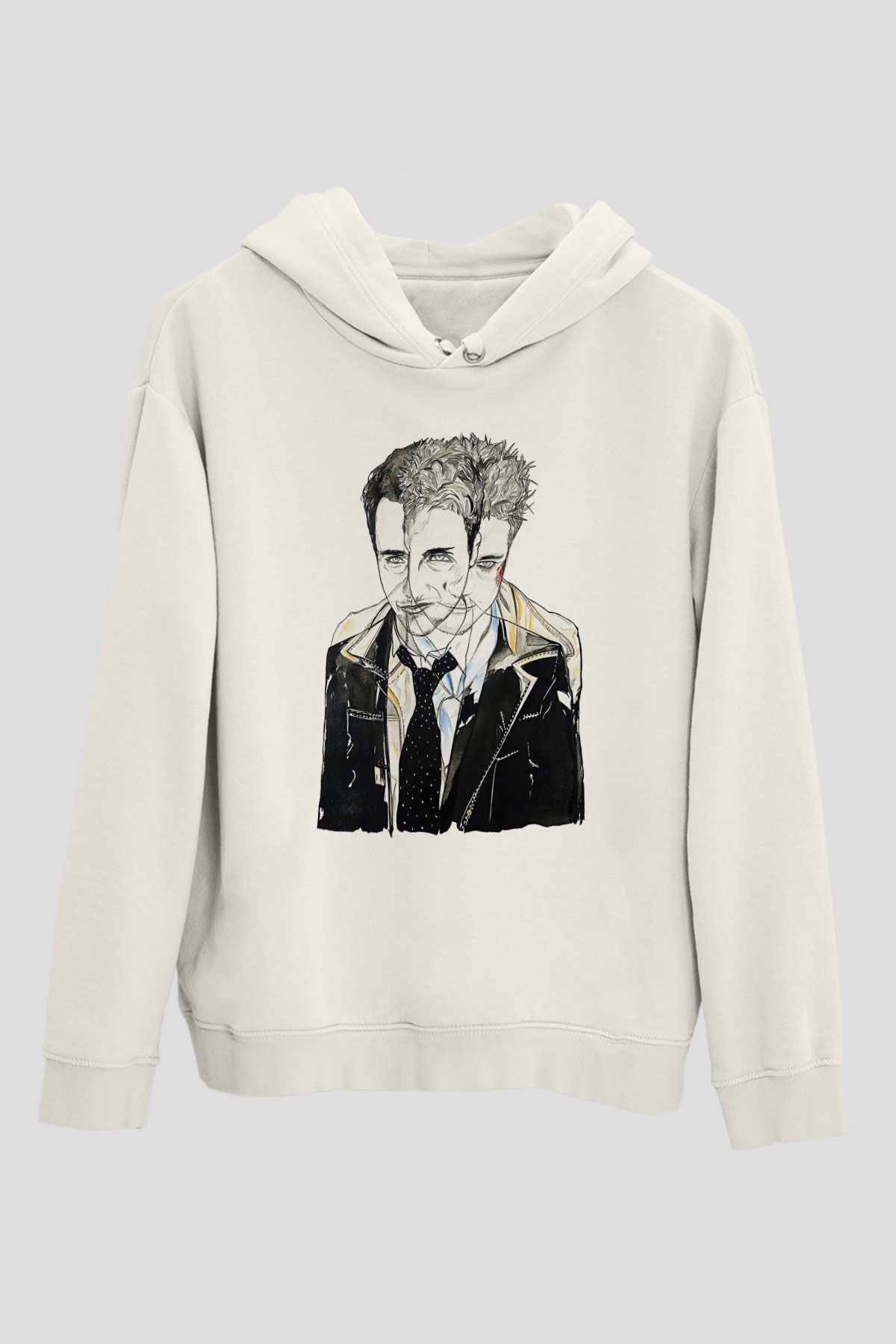 Fight Club (Tyler Durden) Baskılı Beyaz Unisex Hoodie