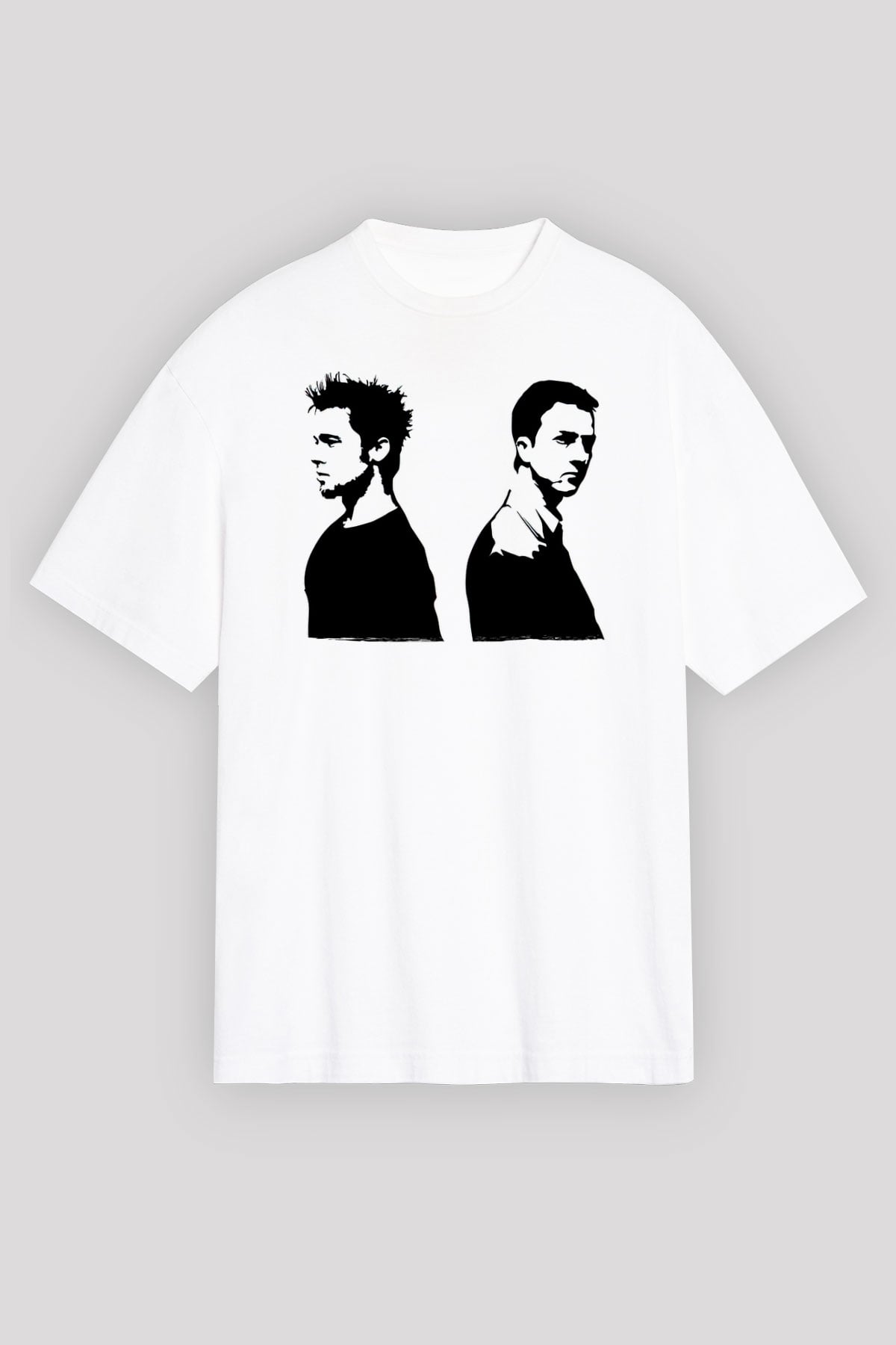 Fight Club (Tyler Durden) Baskılı Beyaz Unisex Oversize Tişört - Tshirt
