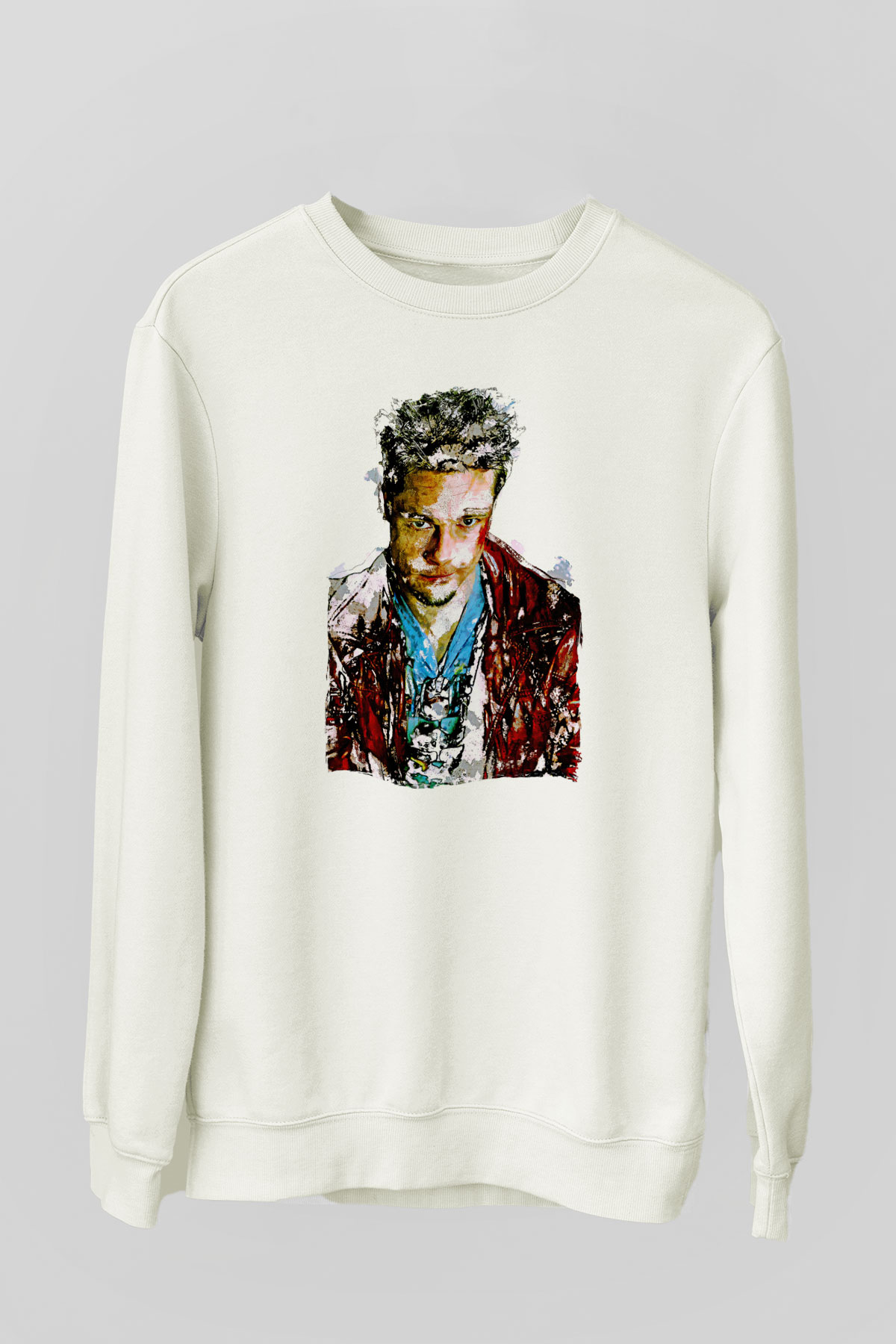 Fight Club (Tyler Durden) Baskılı Beyaz Unisex Sweatshirt