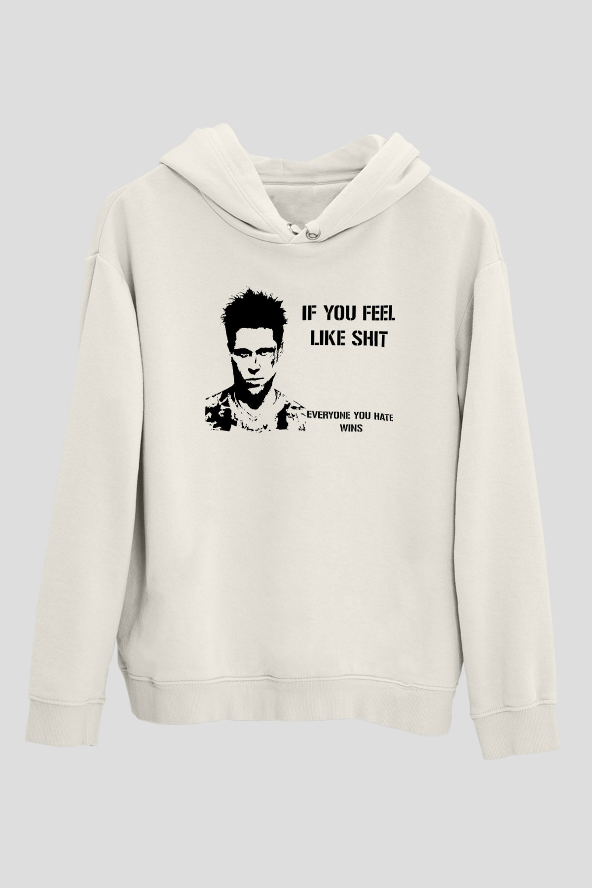 Fight Club (Tyler Durden) Baskılı Beyaz Unisex Hoodie