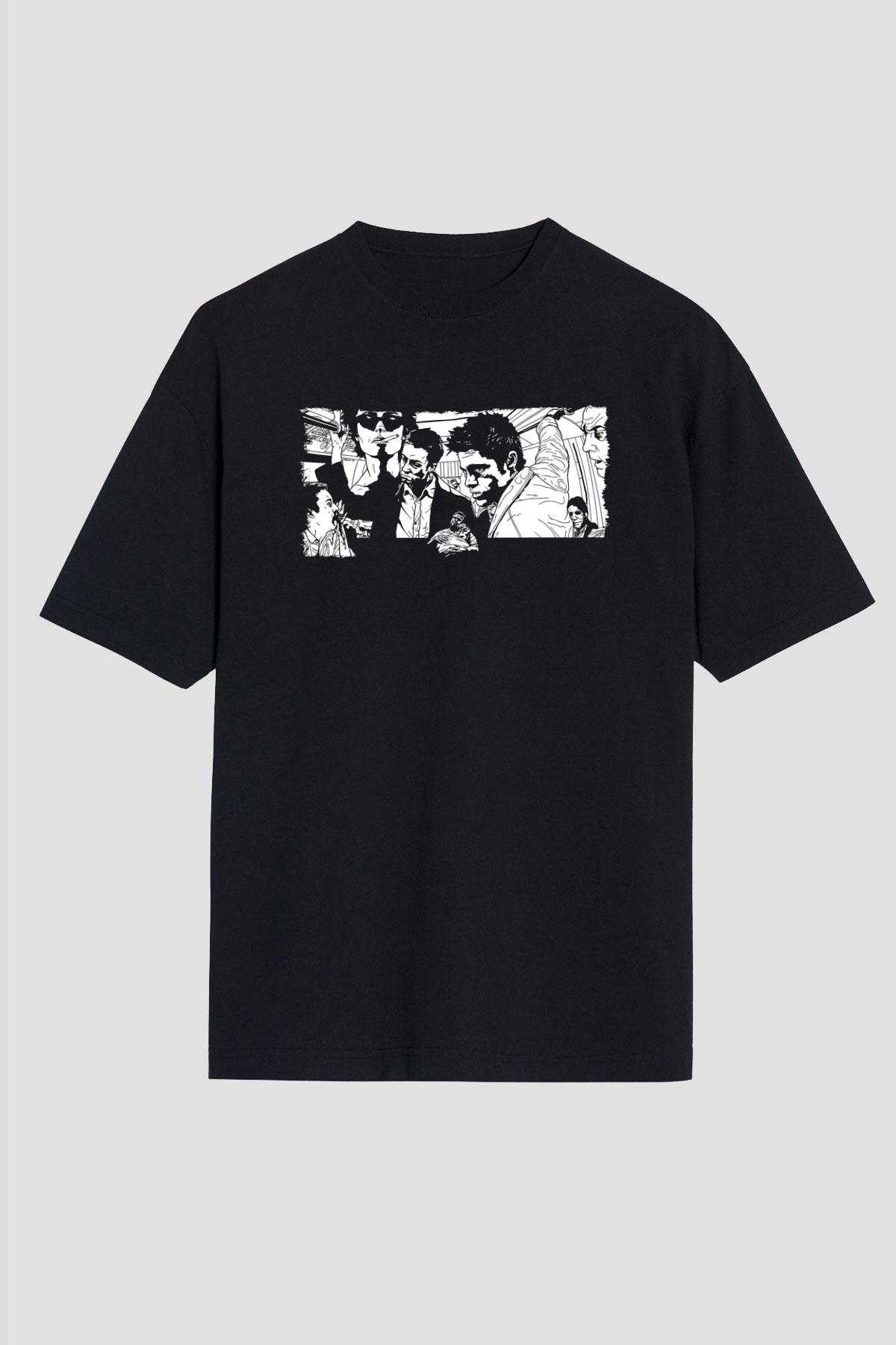Fight Club (Tyler Durden) Baskılı Unisex Siyah Oversize Tişört - Tshirt