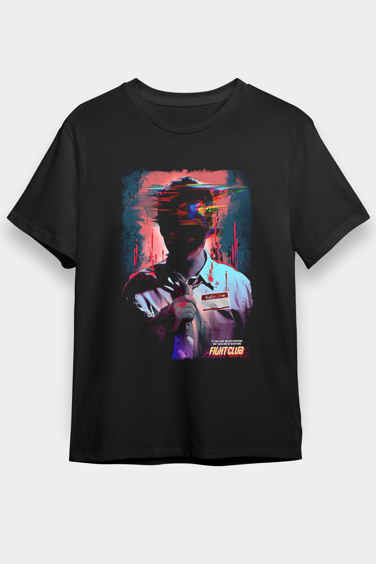 Fight Club (Tyler Durden) Baskılı Unisex Siyah Tişört - Tshirt