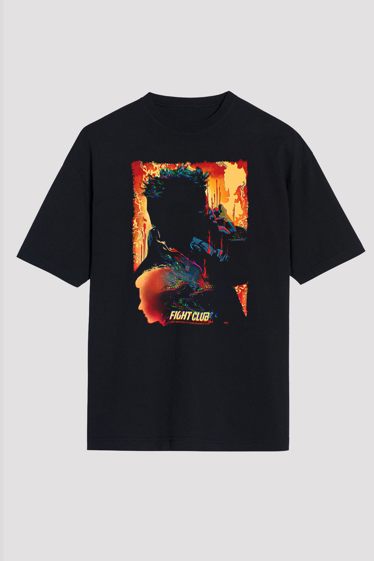 Fight Club (Tyler Durden) Baskılı Unisex Siyah Oversize Tişört - Tshirt