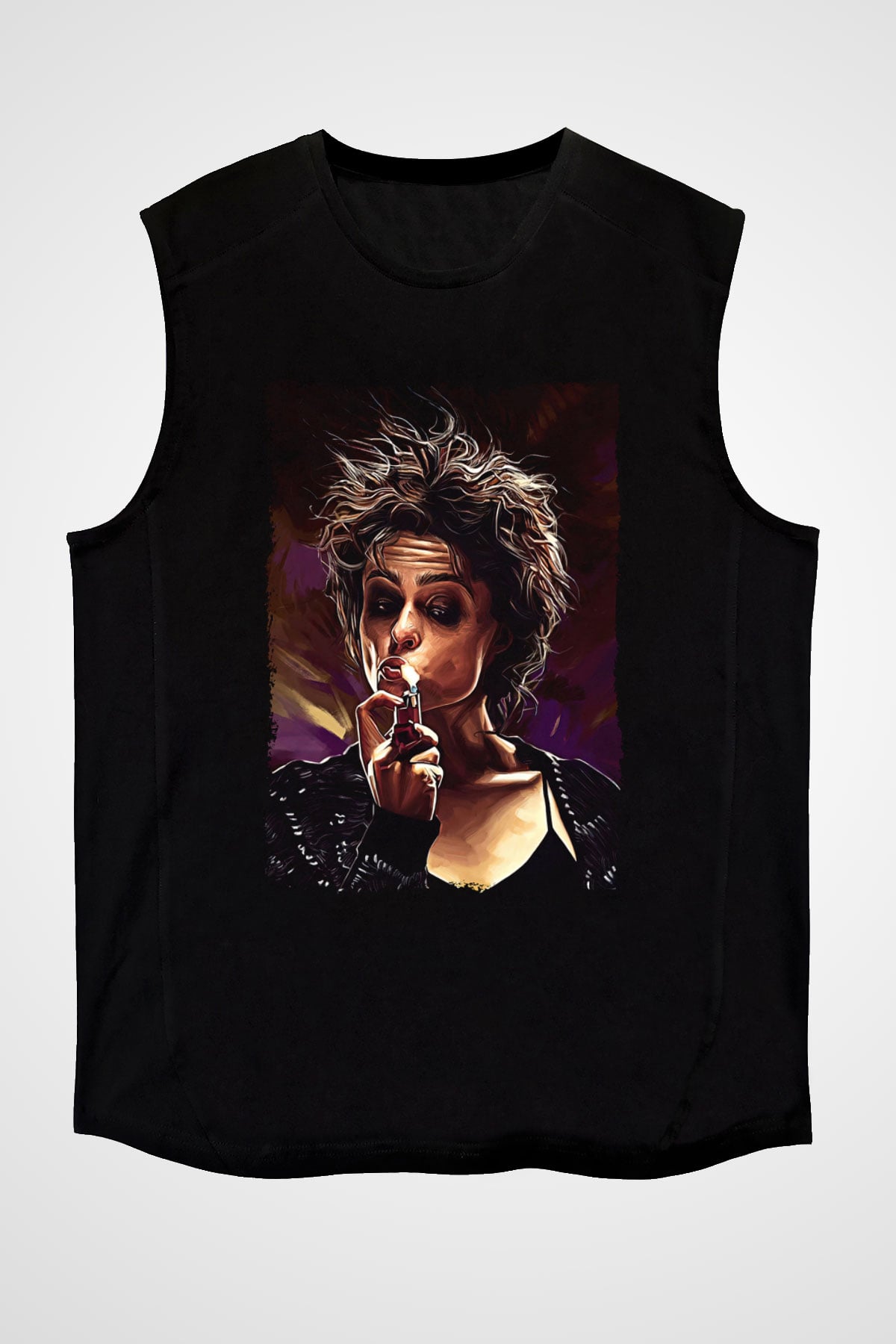 Fight Club (Tyler Durden) Baskılı Unisex Siyah Kolsuz Tişört - Tshirt