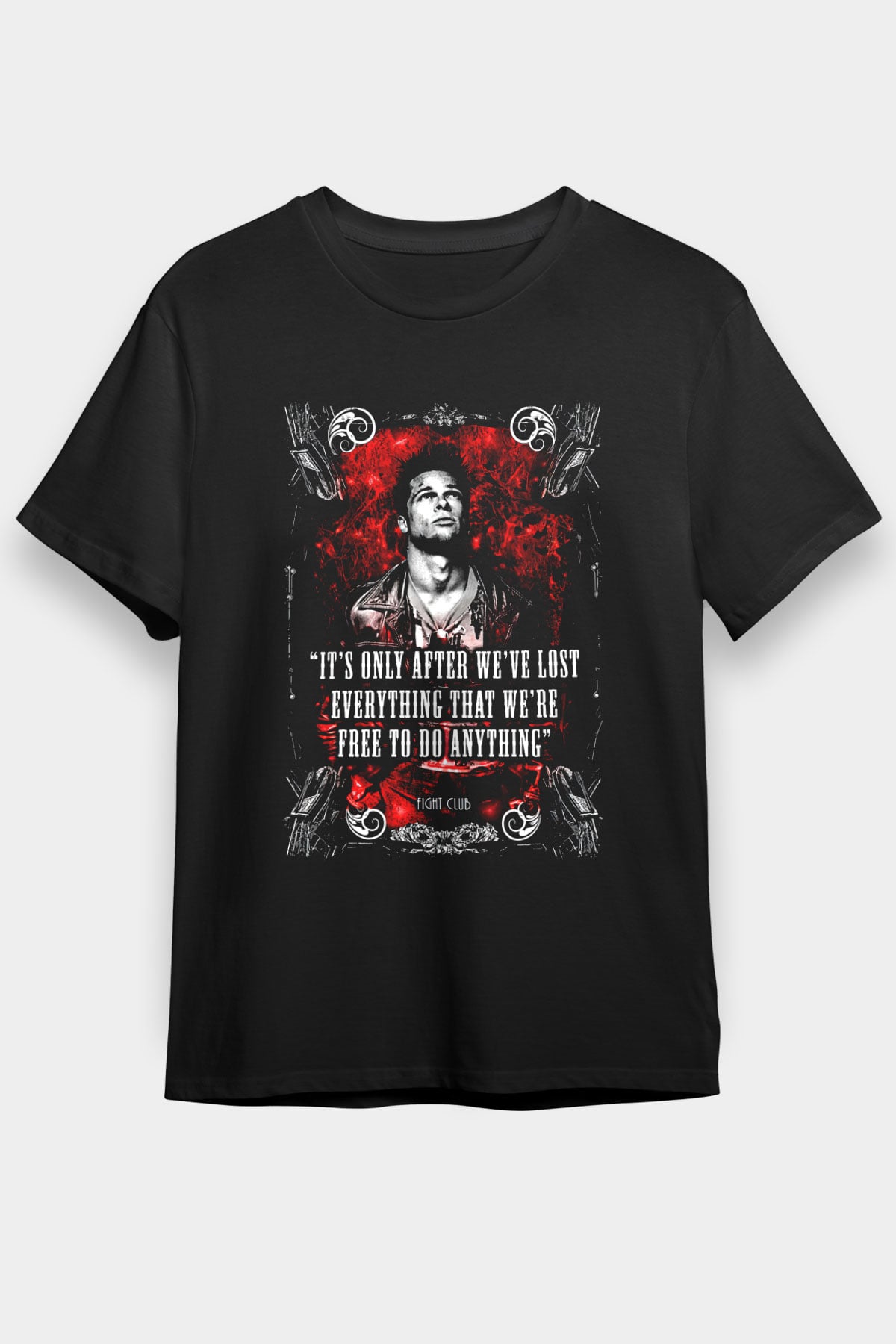 Fight Club (Tyler Durden) Baskılı Unisex Siyah Tişört - Tshirt