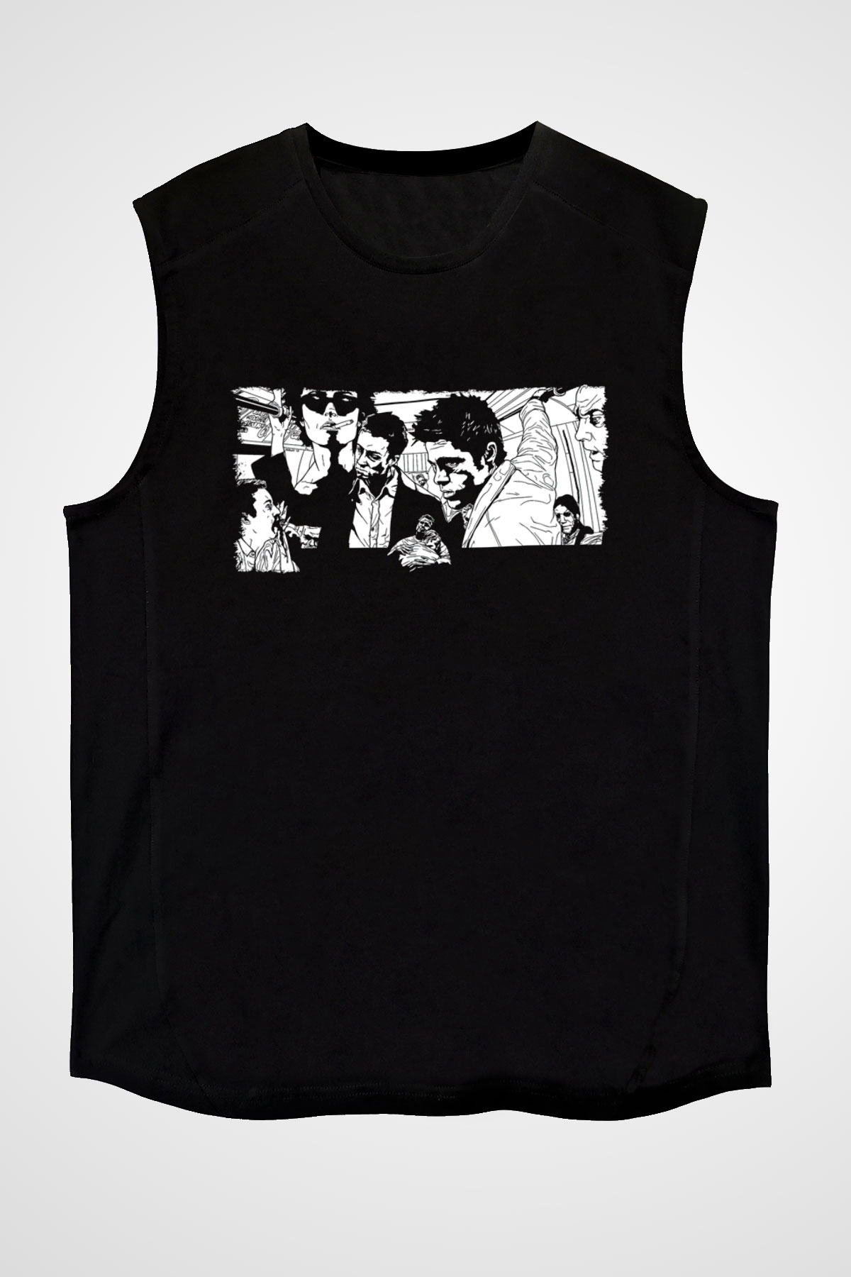 Fight Club (Tyler Durden) Baskılı Unisex Siyah Kolsuz Tişört - Tshirt