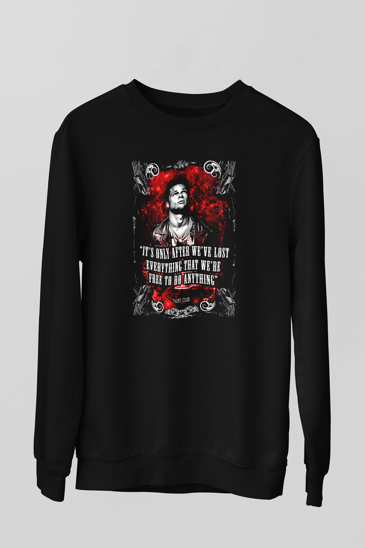 Fight Club (Tyler Durden) Baskılı Unisex Siyah Sweatshirt