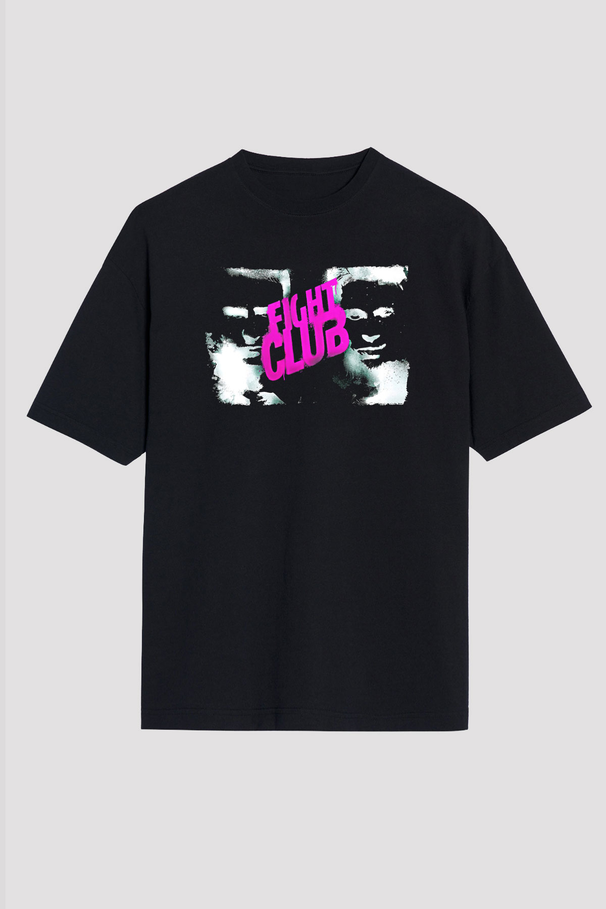 Fight Club (Tyler Durden) Baskılı Unisex Siyah Oversize Tişört - Tshirt