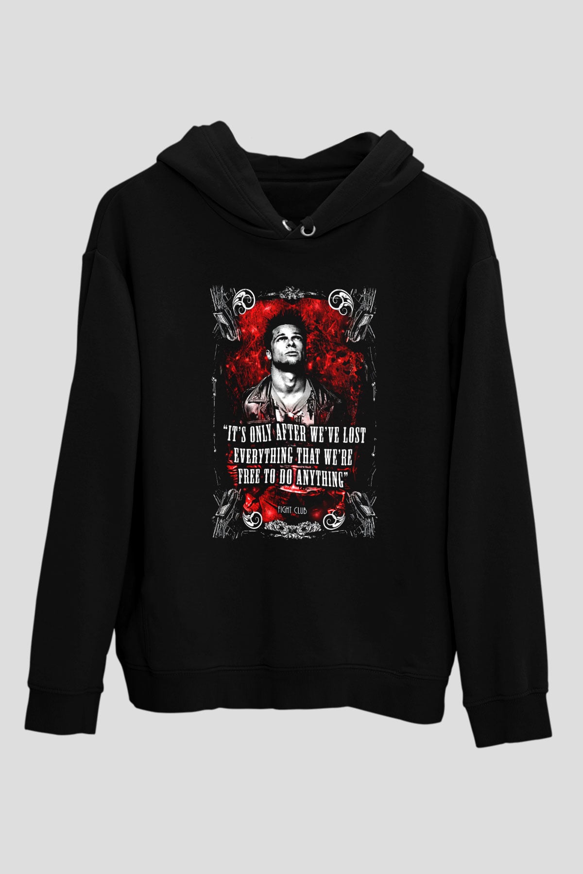 Fight Club (Tyler Durden) Baskılı Unisex Siyah Hoodie