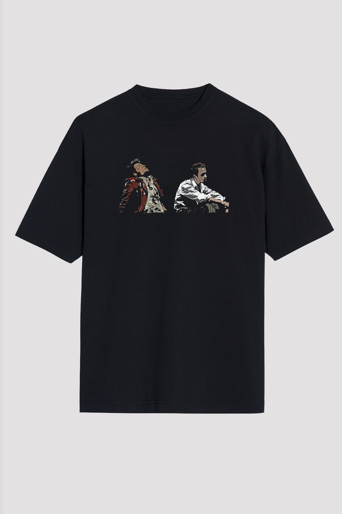 Fight Club (Tyler Durden) Baskılı Unisex Siyah Oversize Tişört - Tshirt