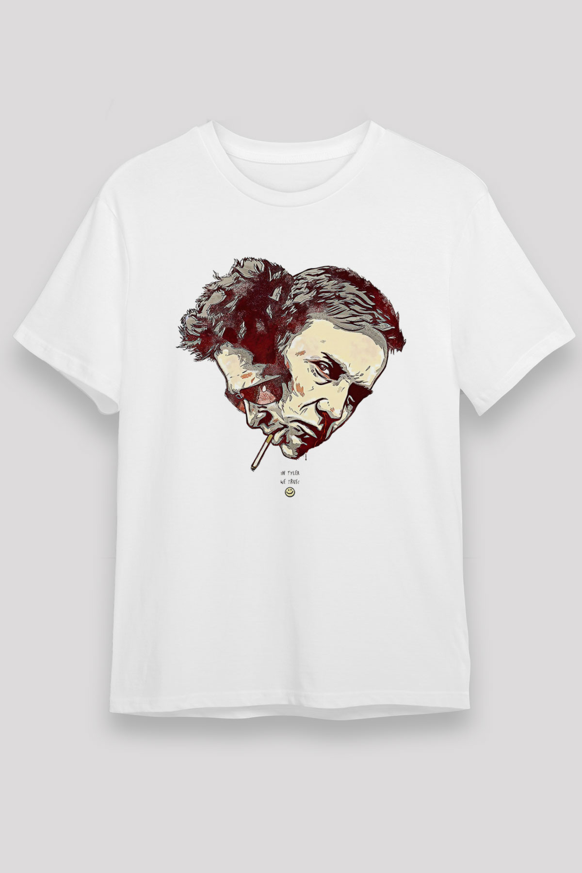 Fight Club (Tyler Durden) Unisex Baskılı Beyaz Tişört - Tshirt