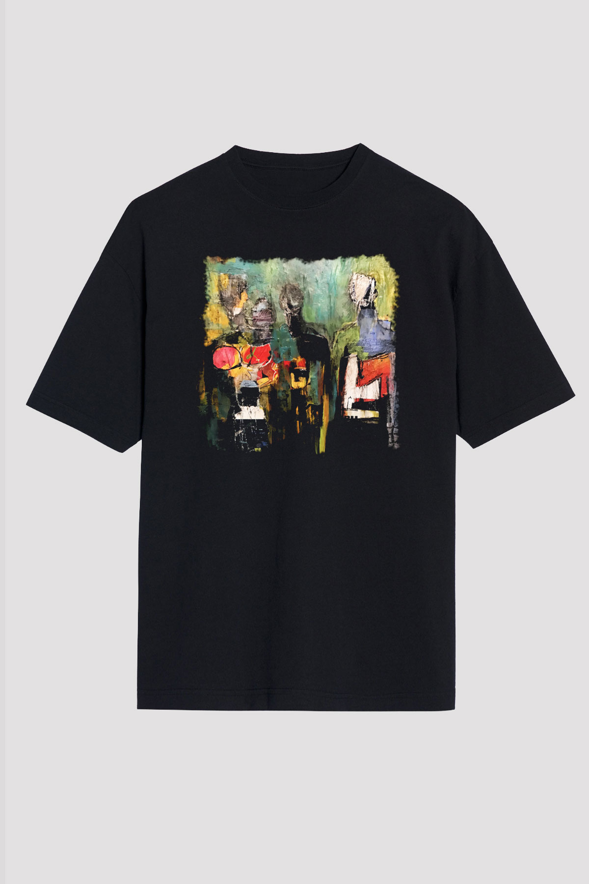 Figür Siyah Unisex Oversize Tişört T-Shirt