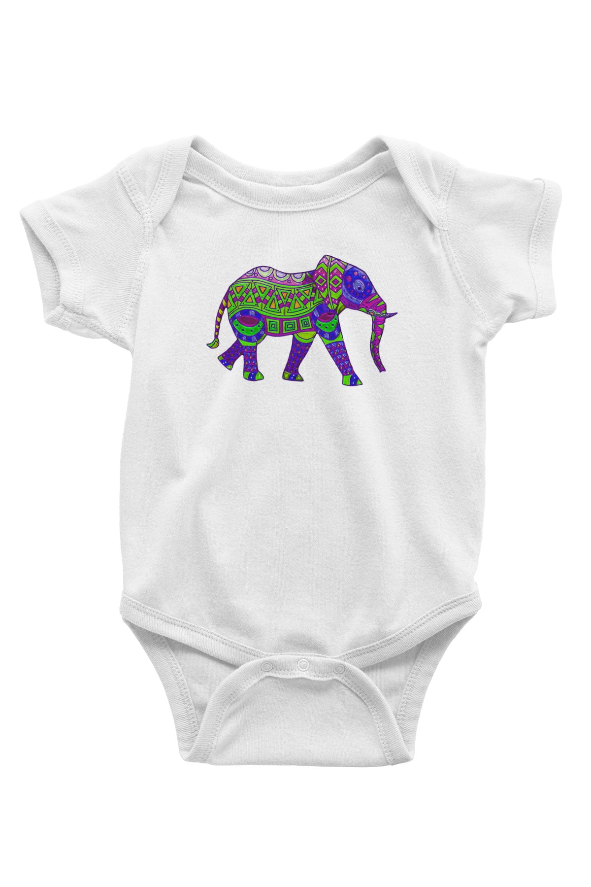 Fil Baskılı Beyaz Unisex Bebek Body - Zıbın