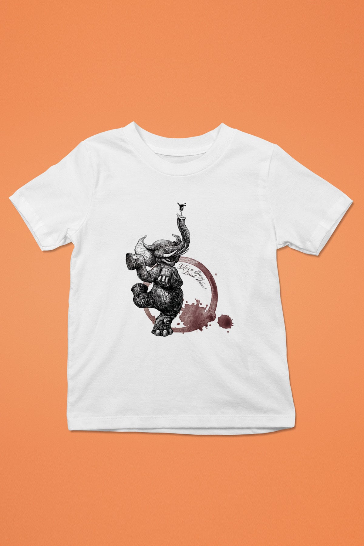 Fil Baskılı Beyaz Unisex Çocuk Tişört