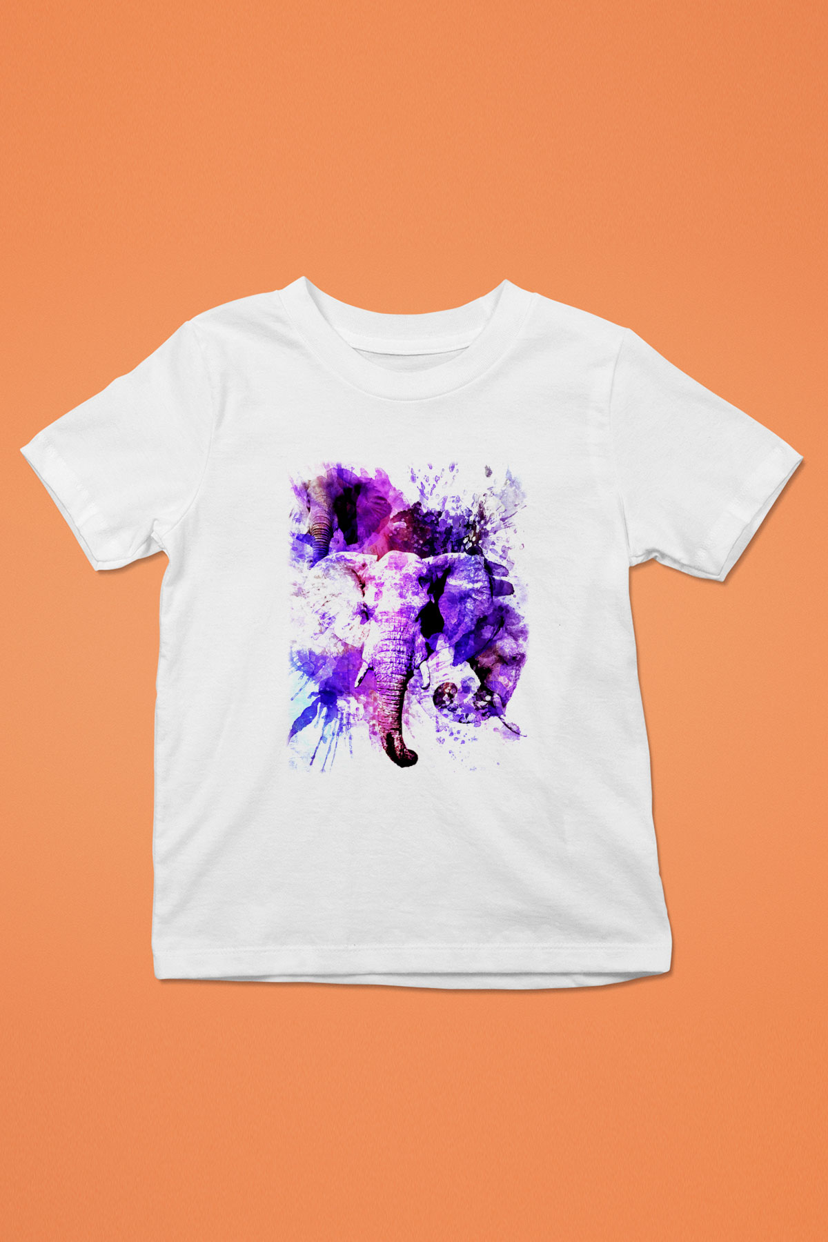 Fil Baskılı Beyaz Unisex Çocuk Tişört